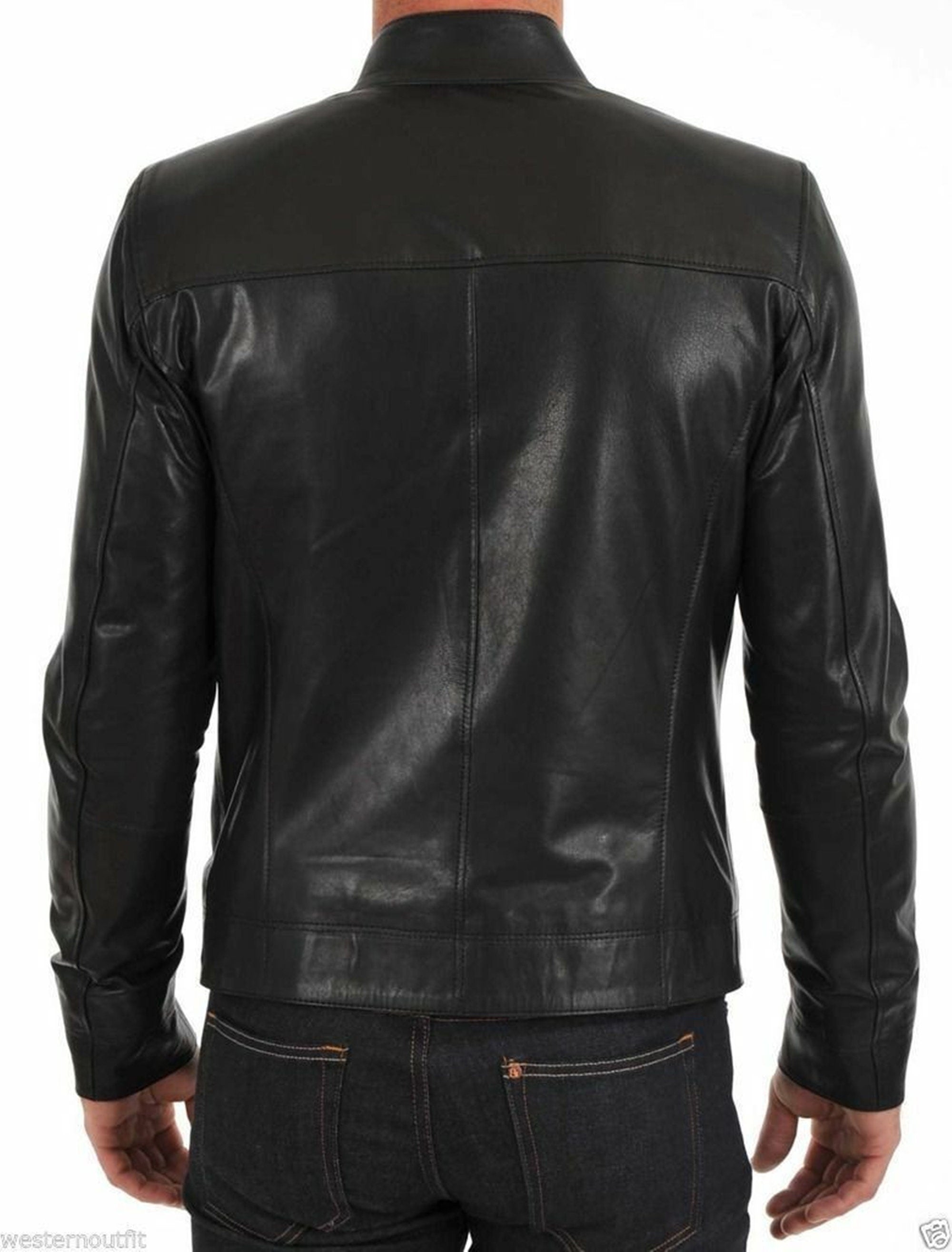 Mens Black r Top Stand Collar Jacket For Men