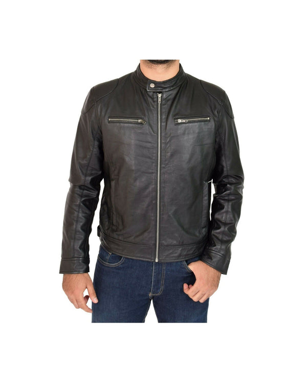 Motorcycle Black Leather Jacket for Men