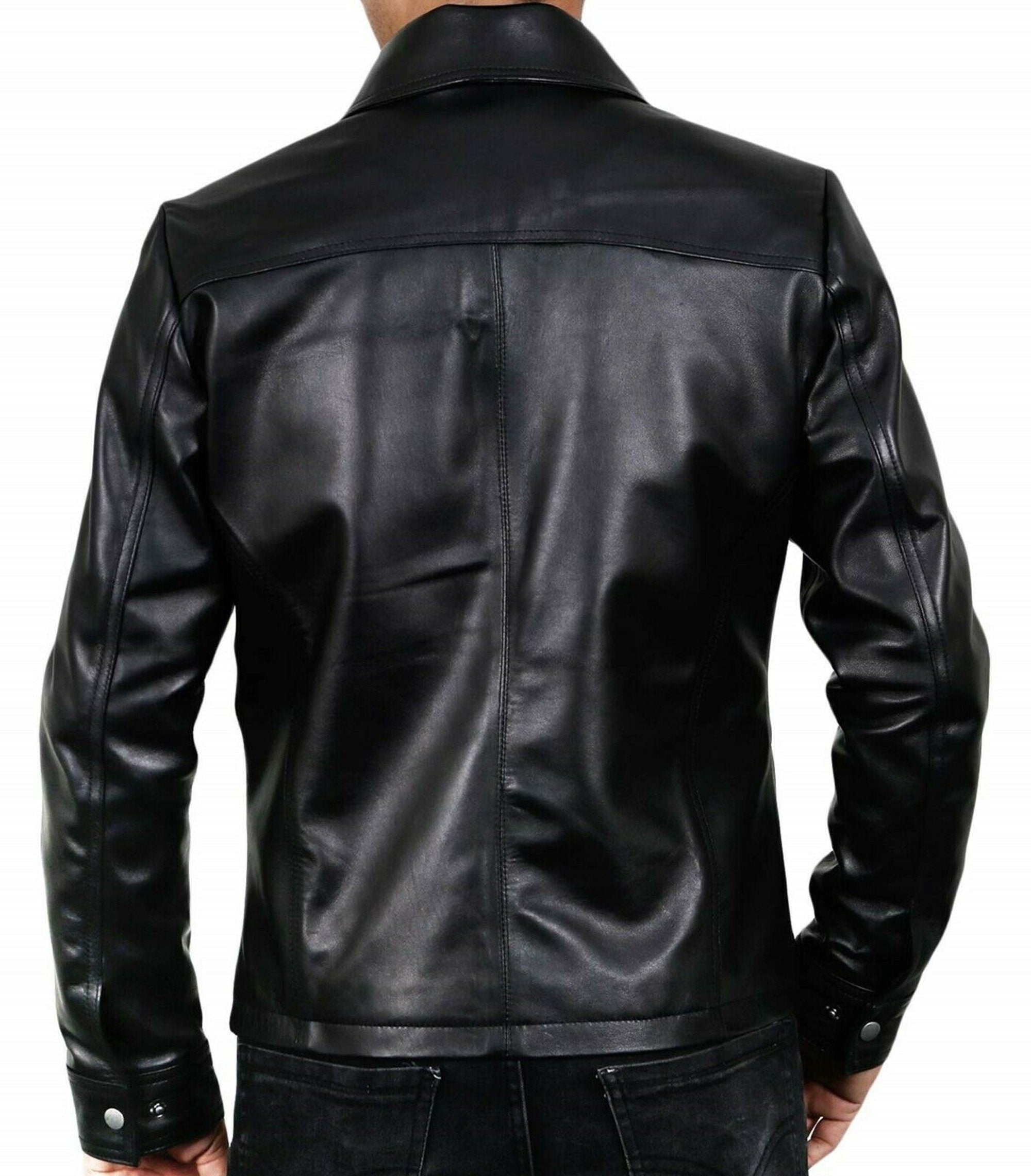 Mens Black  Leather Jacket Vintage Jacket For Men