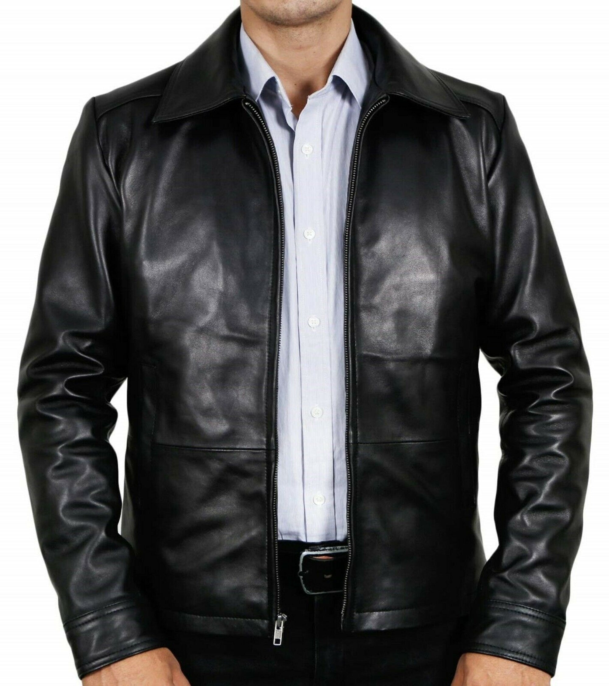 Mens Black  Leather Jacket Vintage Jacket For Men