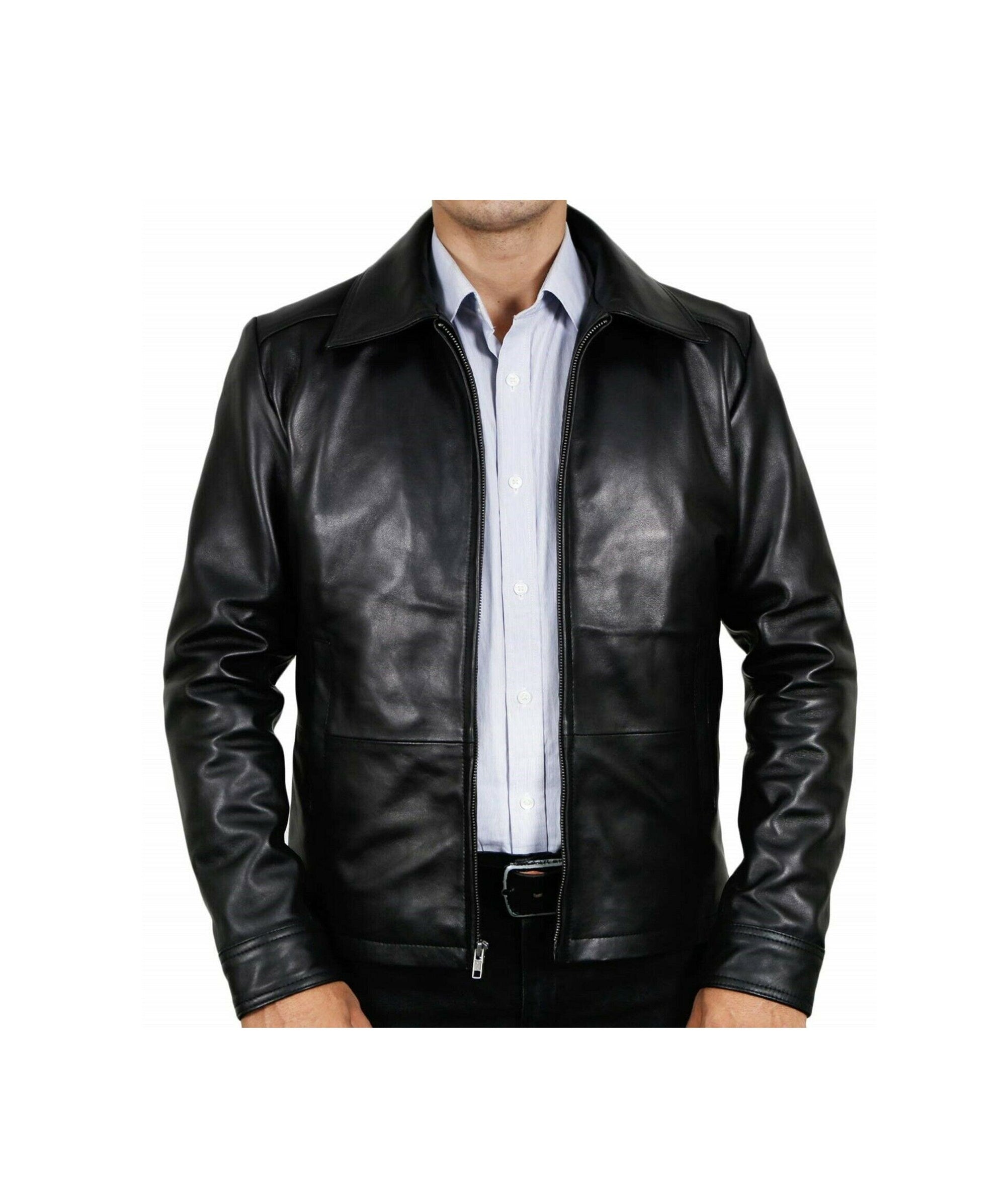 Mens Black  Leather Jacket Vintage Jacket For Men