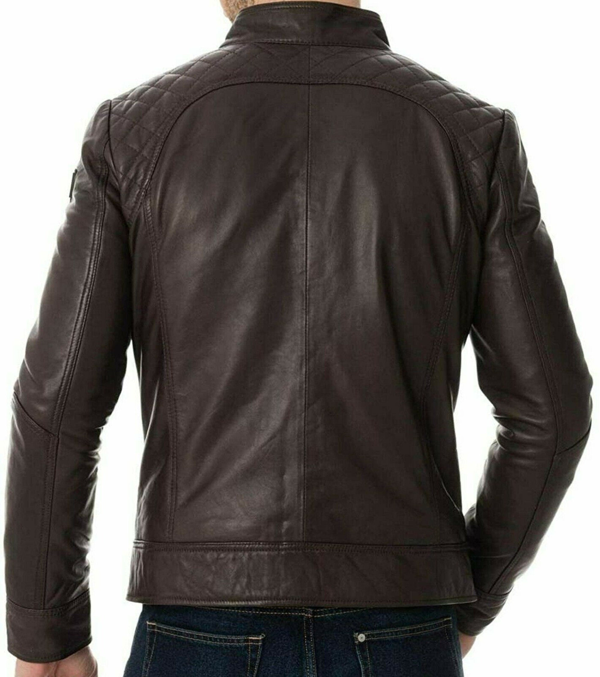 Men's Genuine Leather Dark Brown Jacket