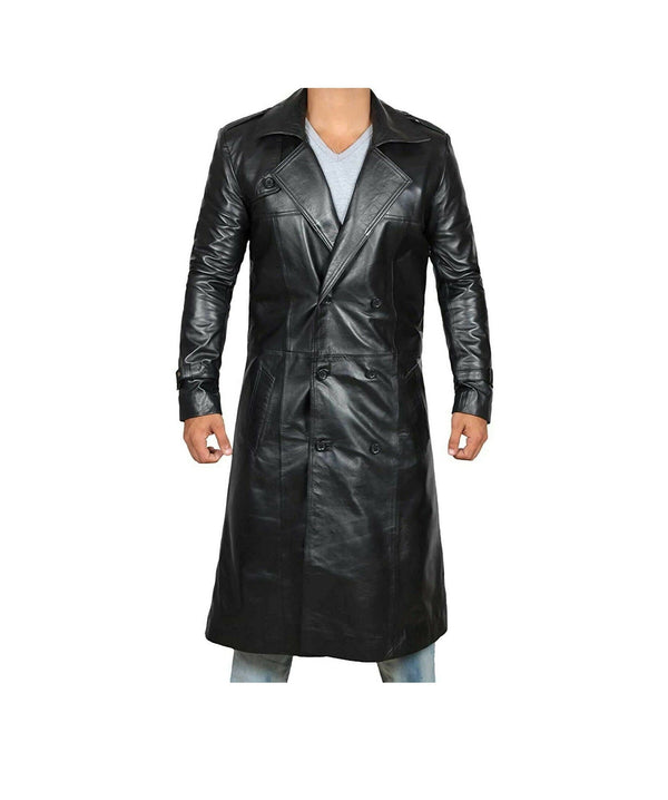 Leather Trench Vintage Coat For Men