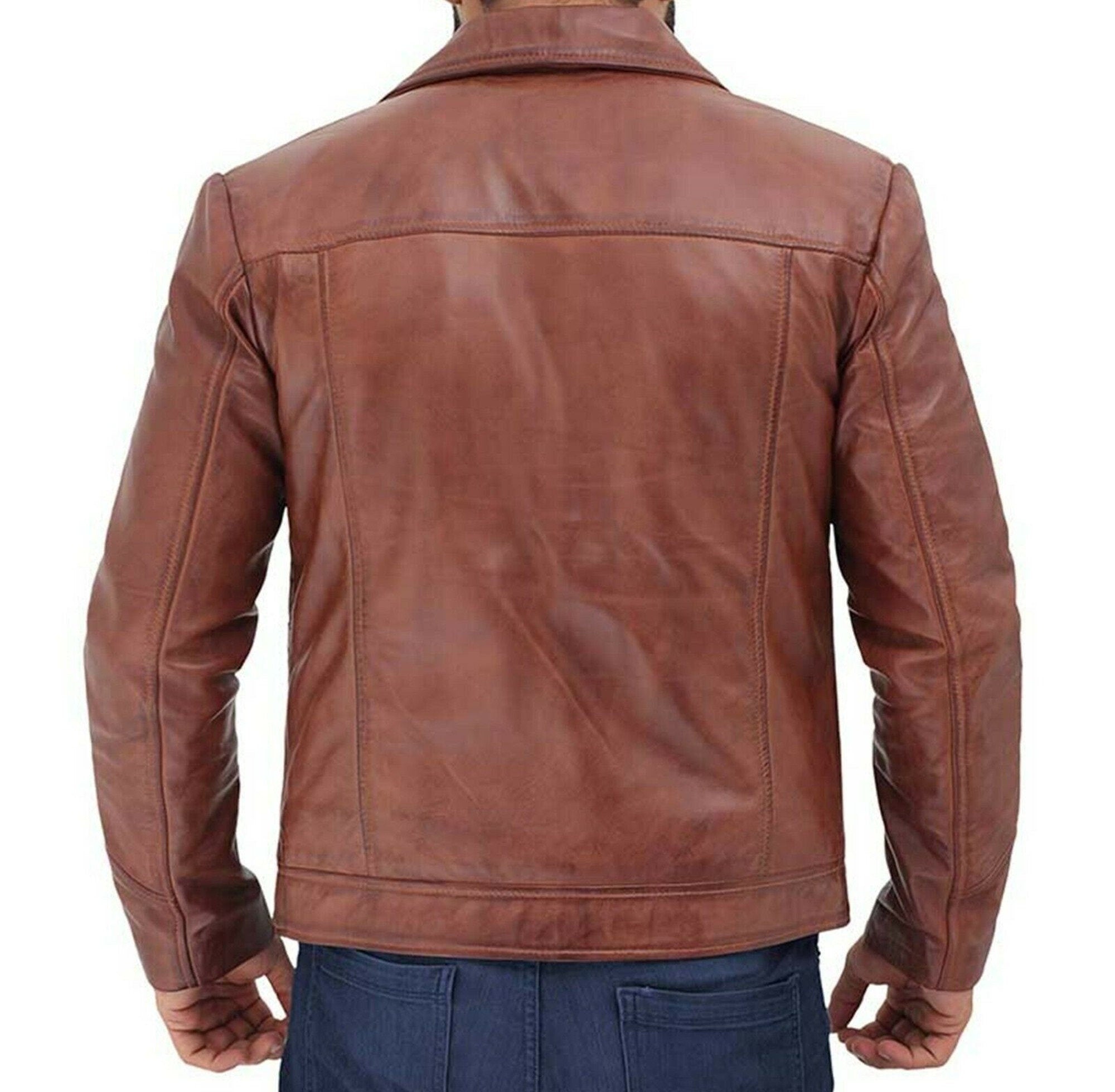 Mens Real Wax Brown Leather Shirt