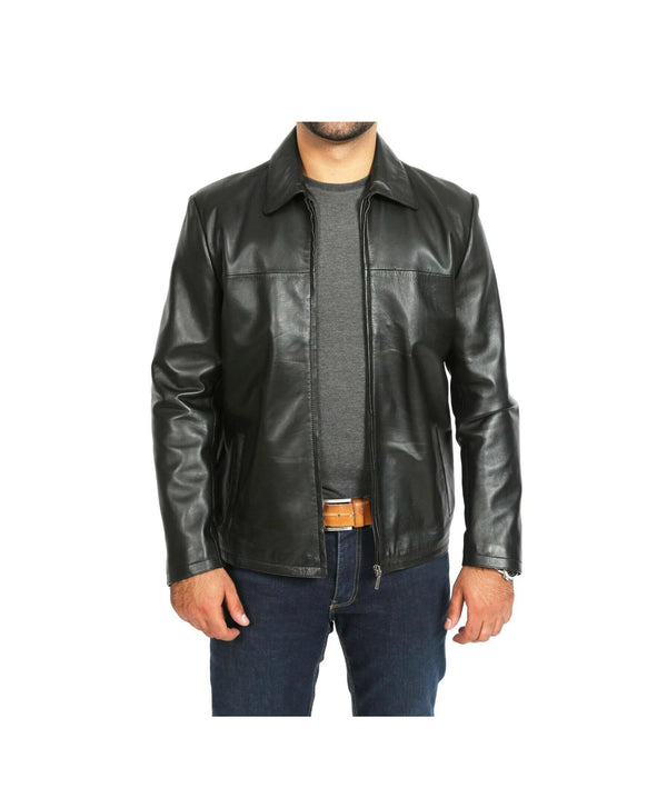 Mens Black Leather Vintage Jacket