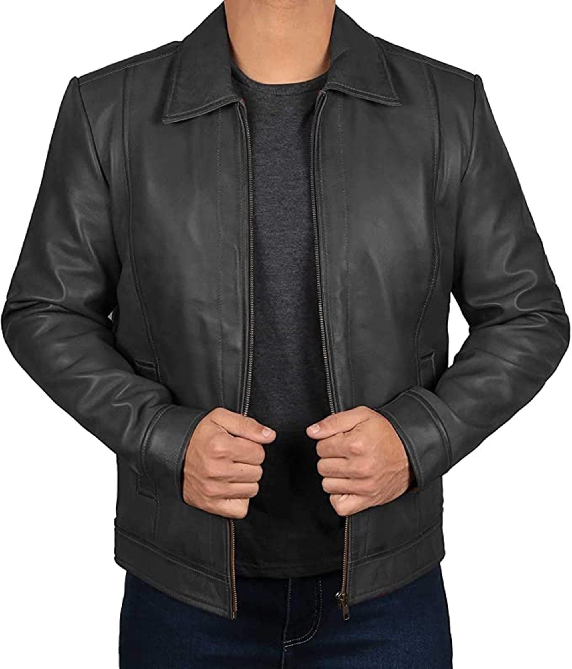 Motorcycle Black Leather Jacket For Men