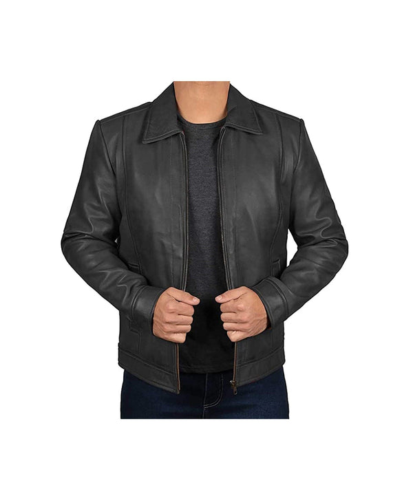 Motorcycle Black Leather Jacket For Men