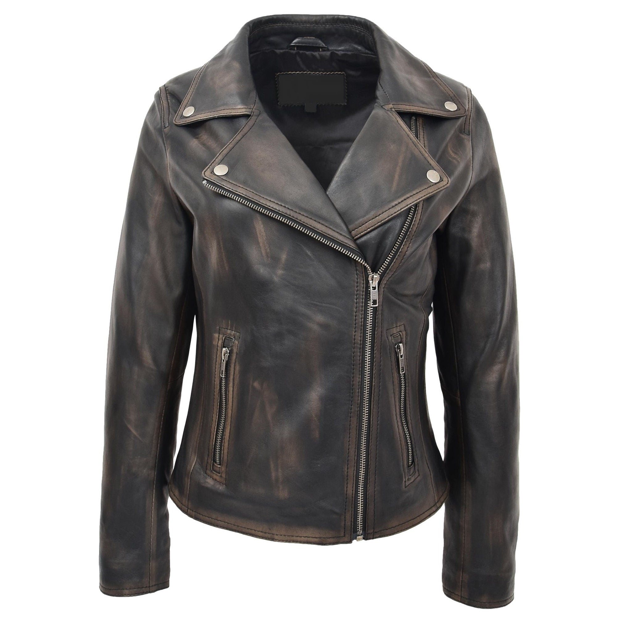 Women Rub Off Leather Jacket