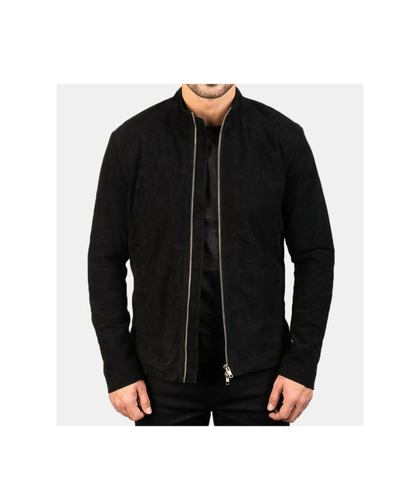 Men Genuine Black Suede Leather Jacket