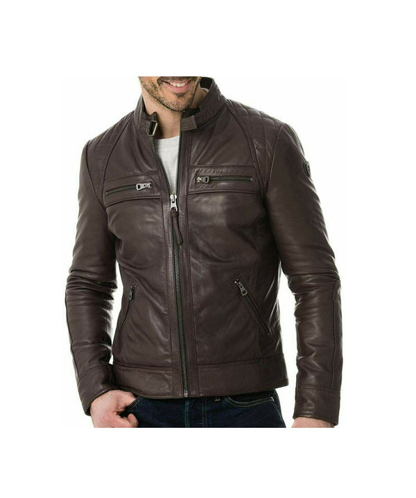 Men's Genuine Leather Dark Brown Jacket