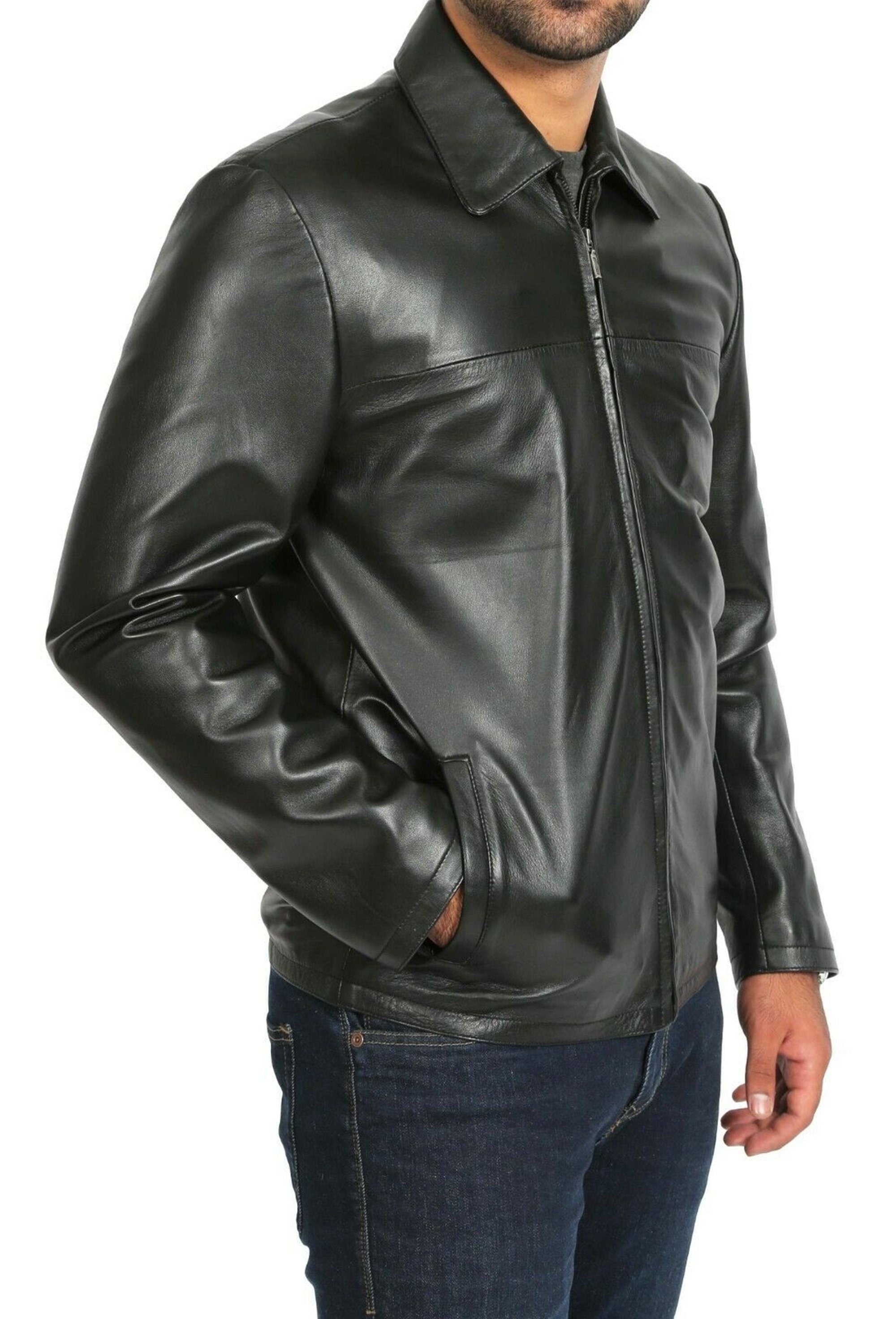 Mens Black Leather Vintage Jacket