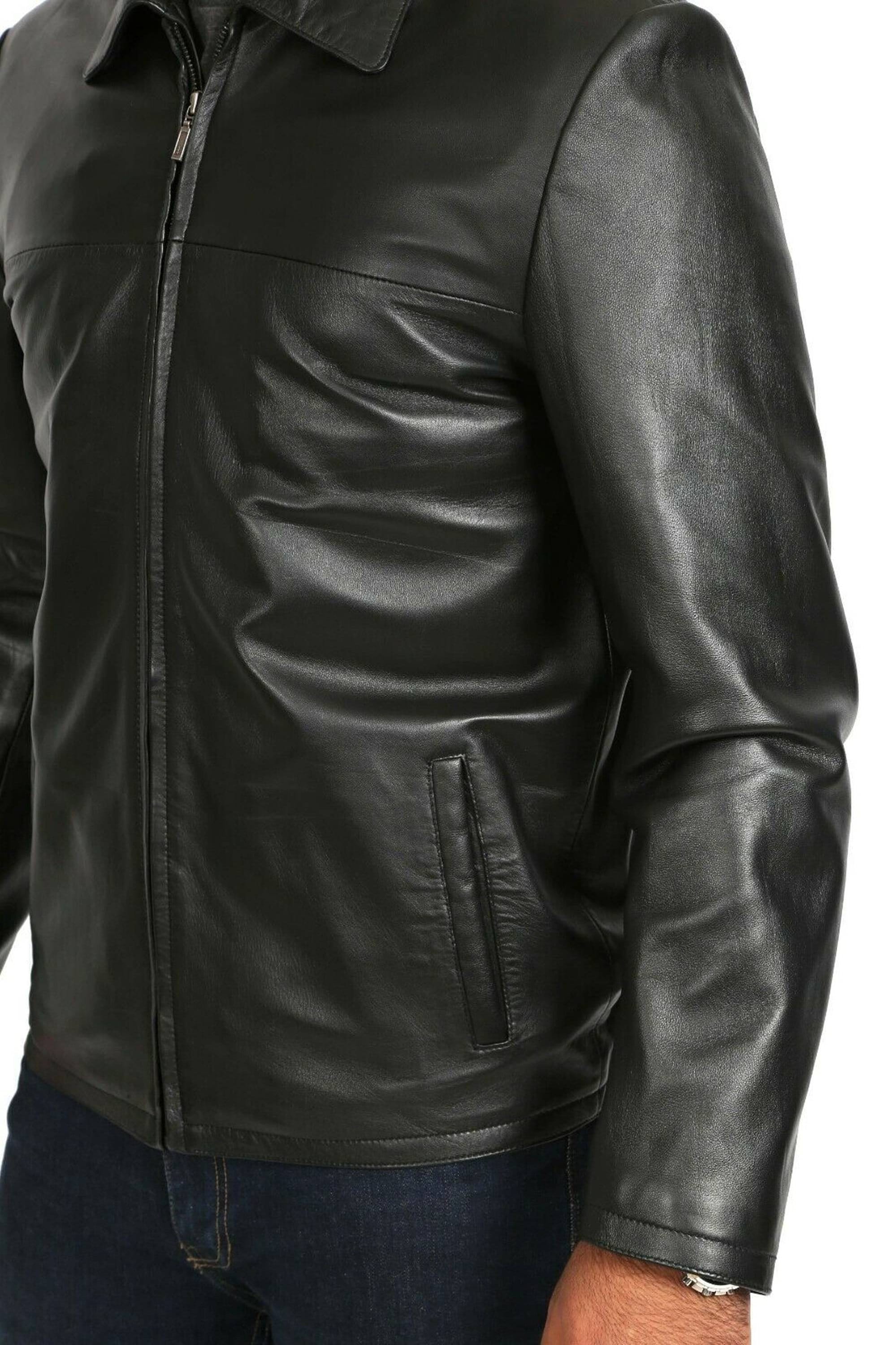 Mens Black Leather Vintage Jacket