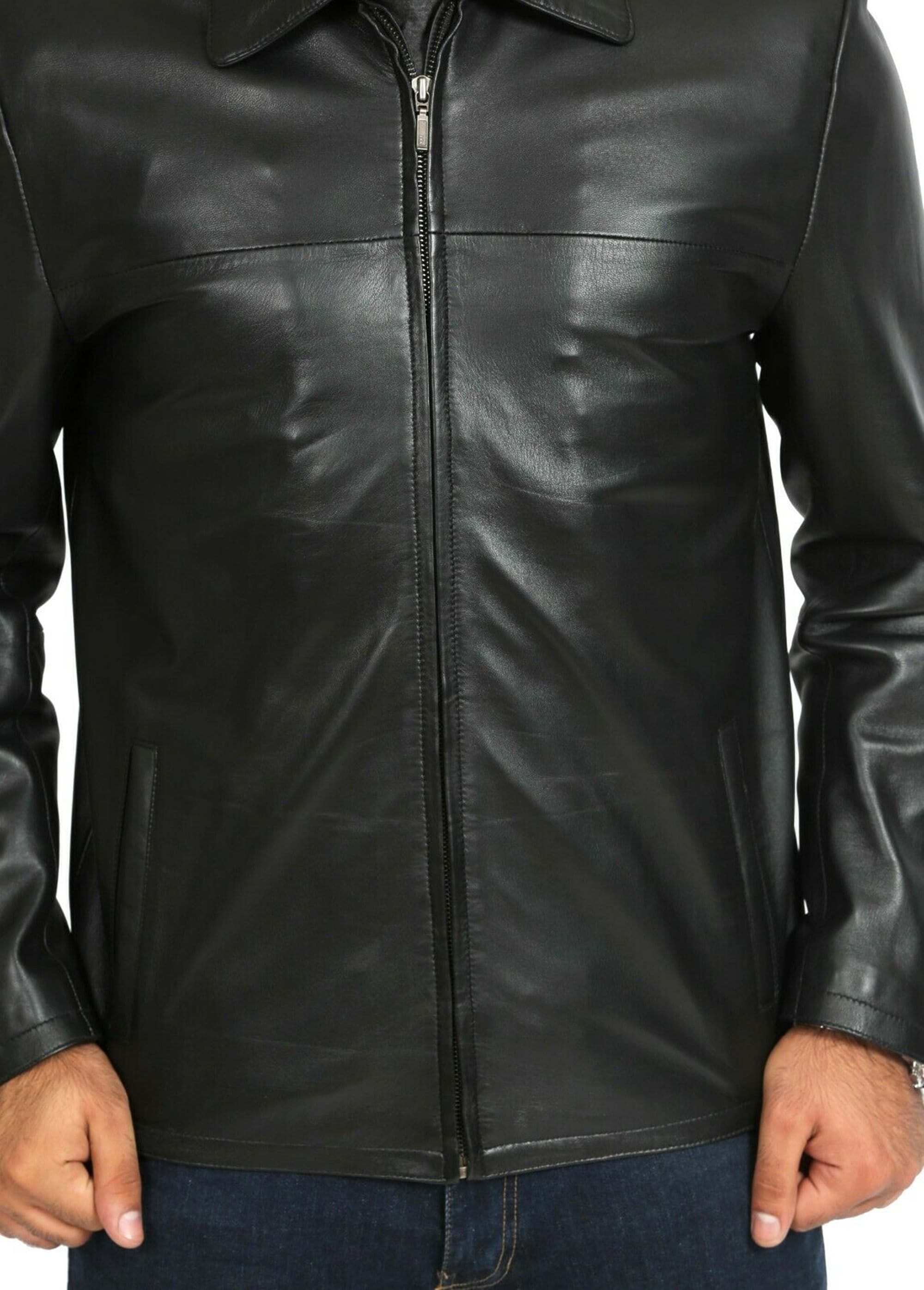 Mens Black Leather Vintage Jacket