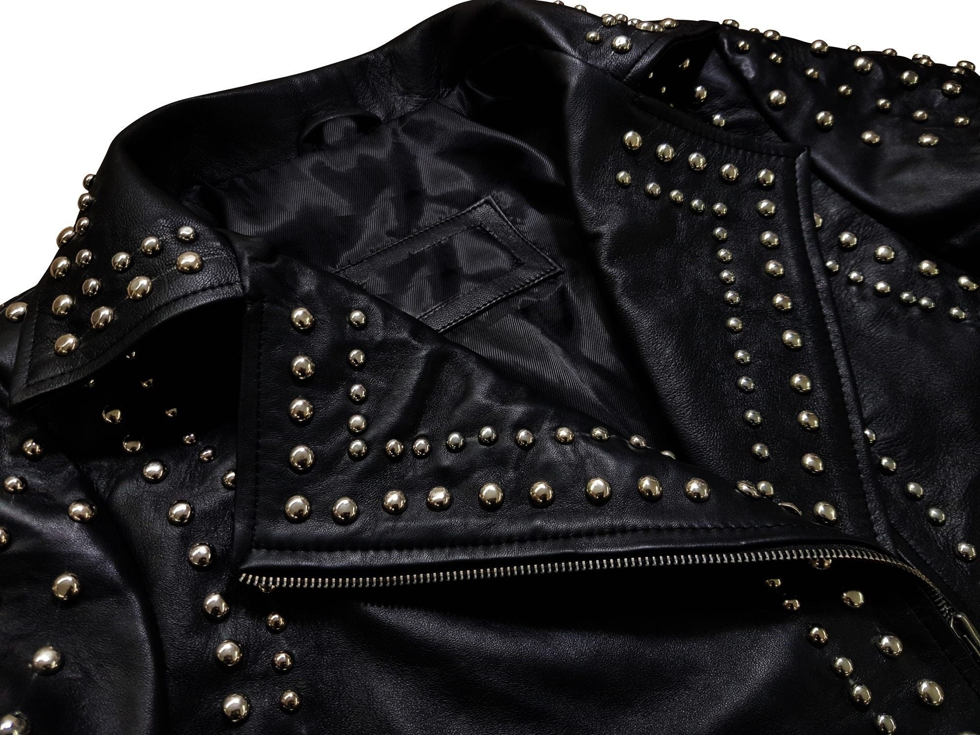 Women Black Rivet Studded Biker Jacket