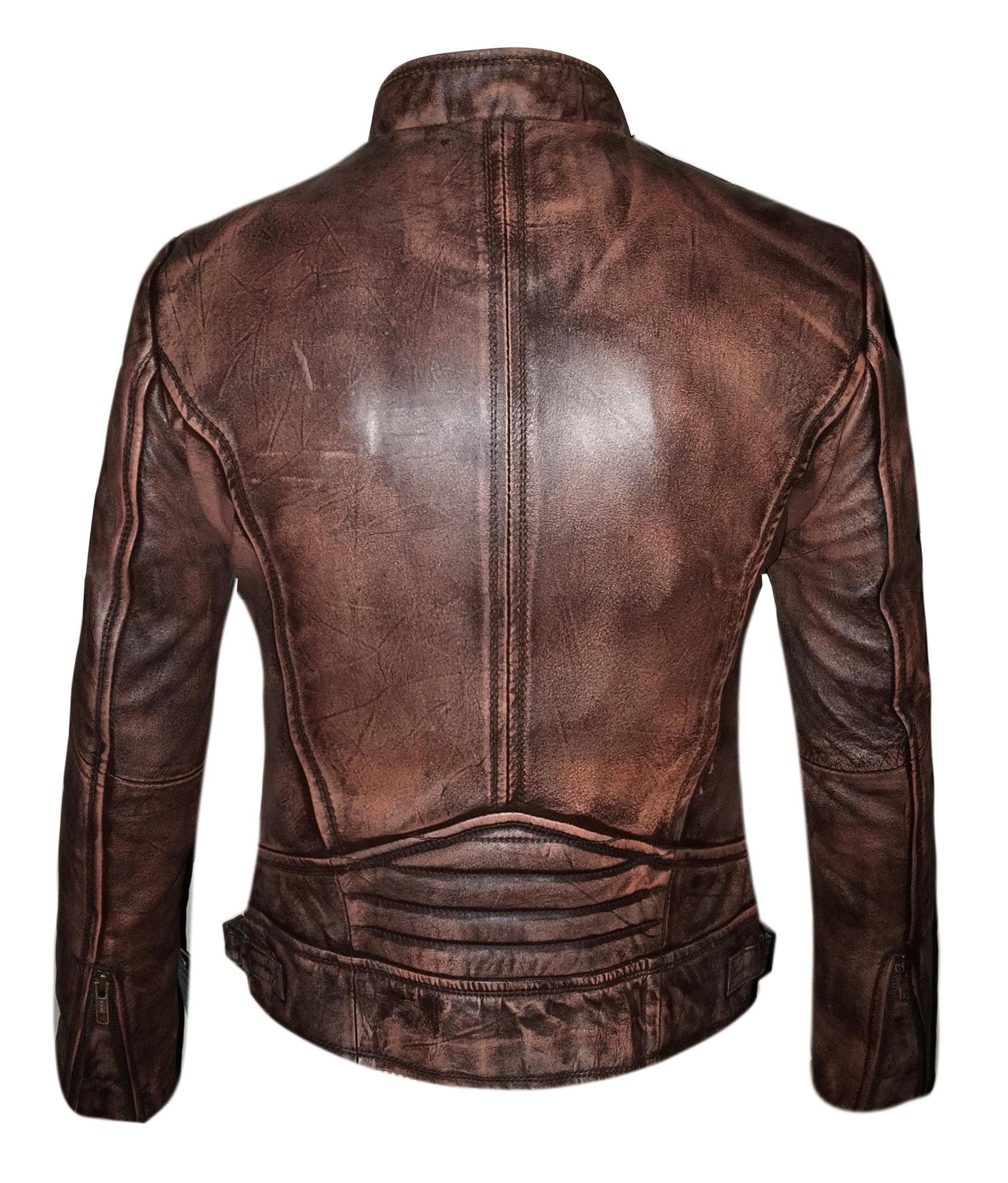 Brown Wax Biker Jacket Women