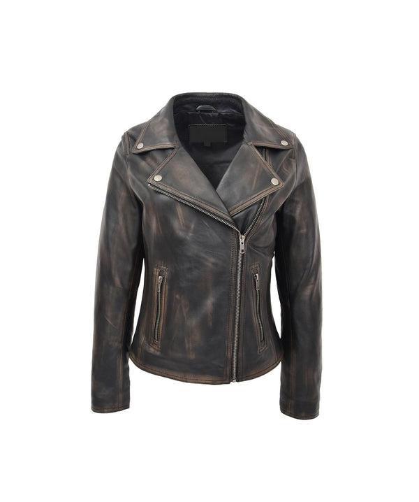 Women Rub Off Leather Jacket