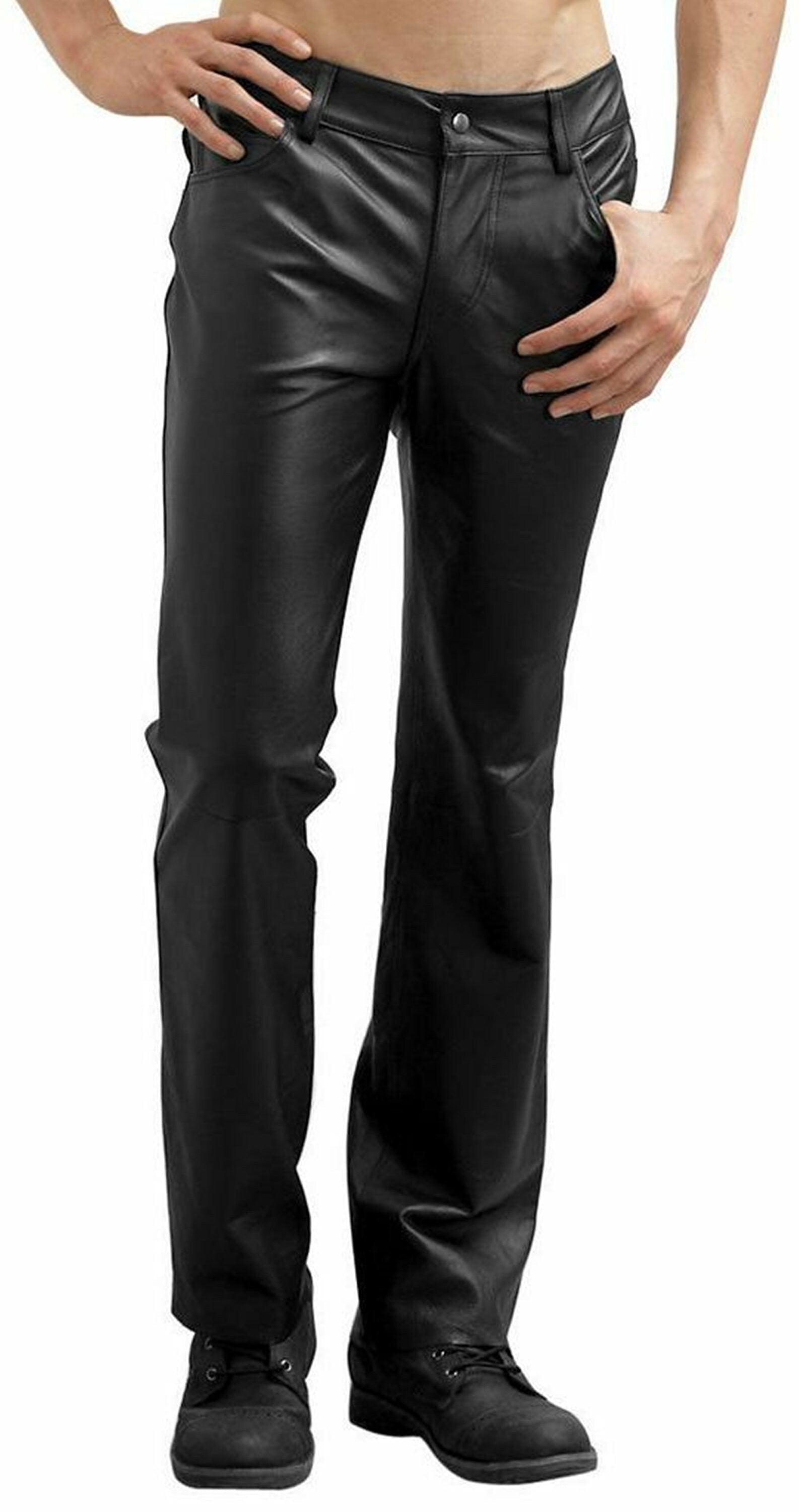 Mens Black Leather Pants