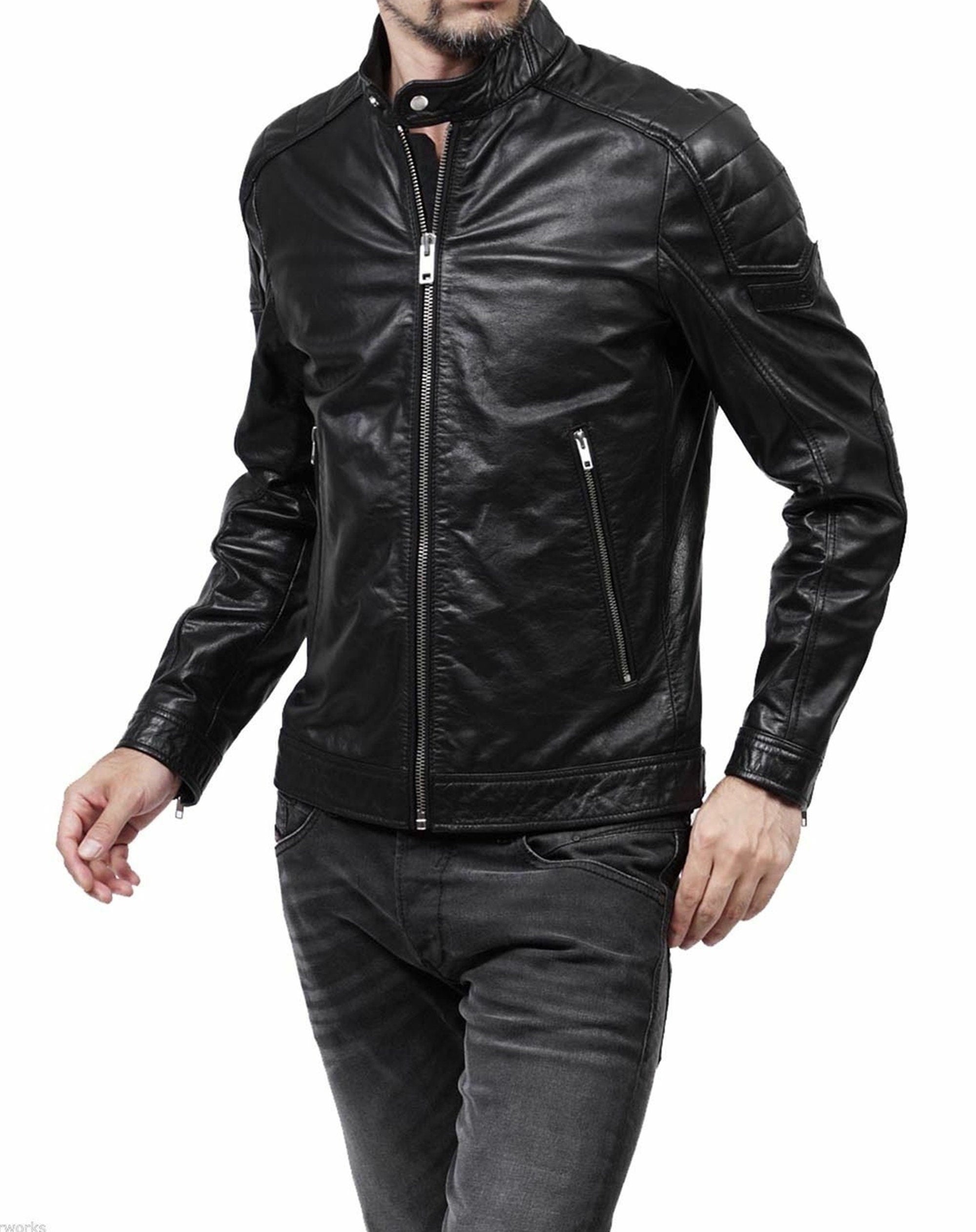 Men's Black biker Leather Jacket