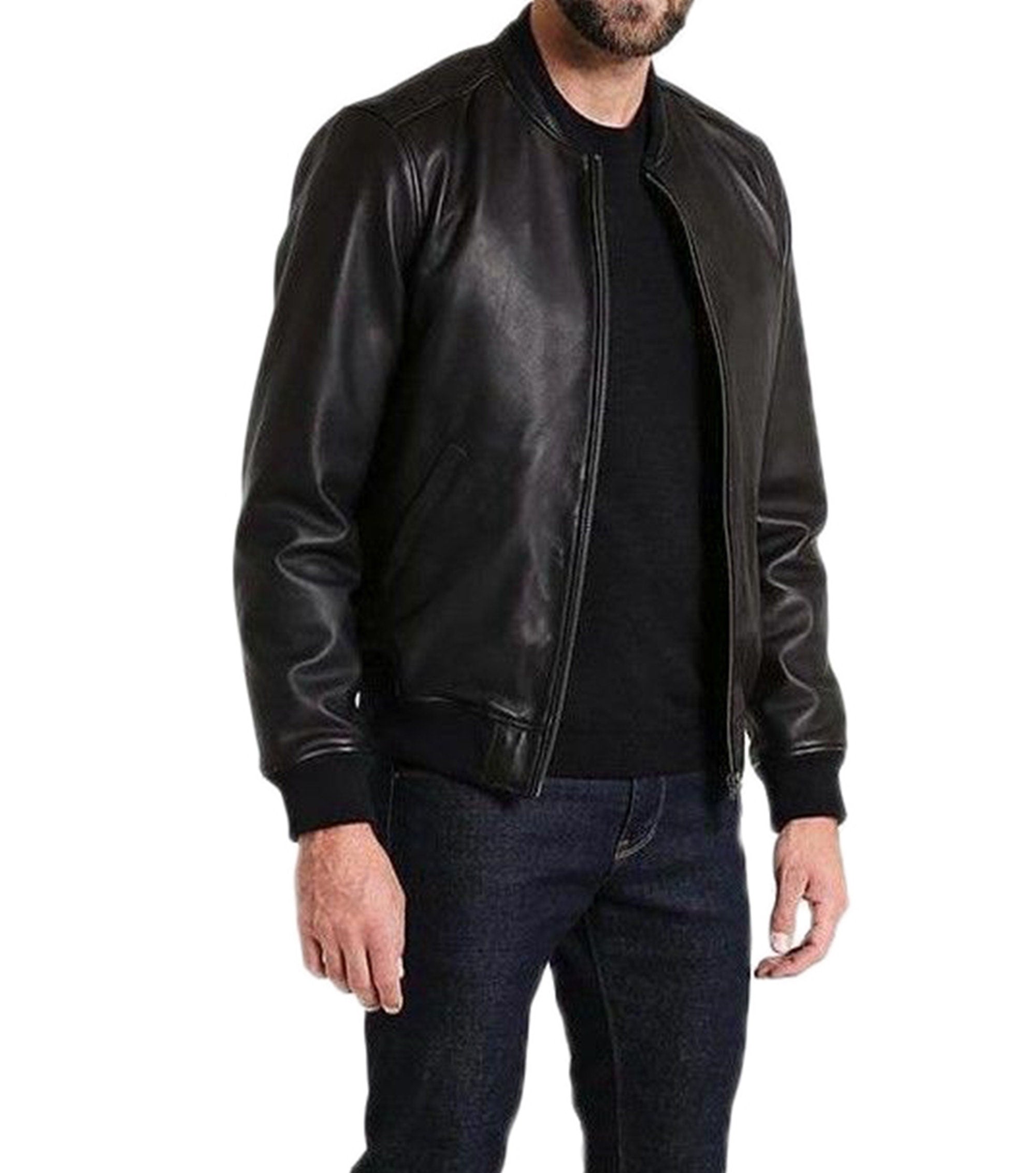 Men Leather Jacket Black Slim fit Bikers Jacket