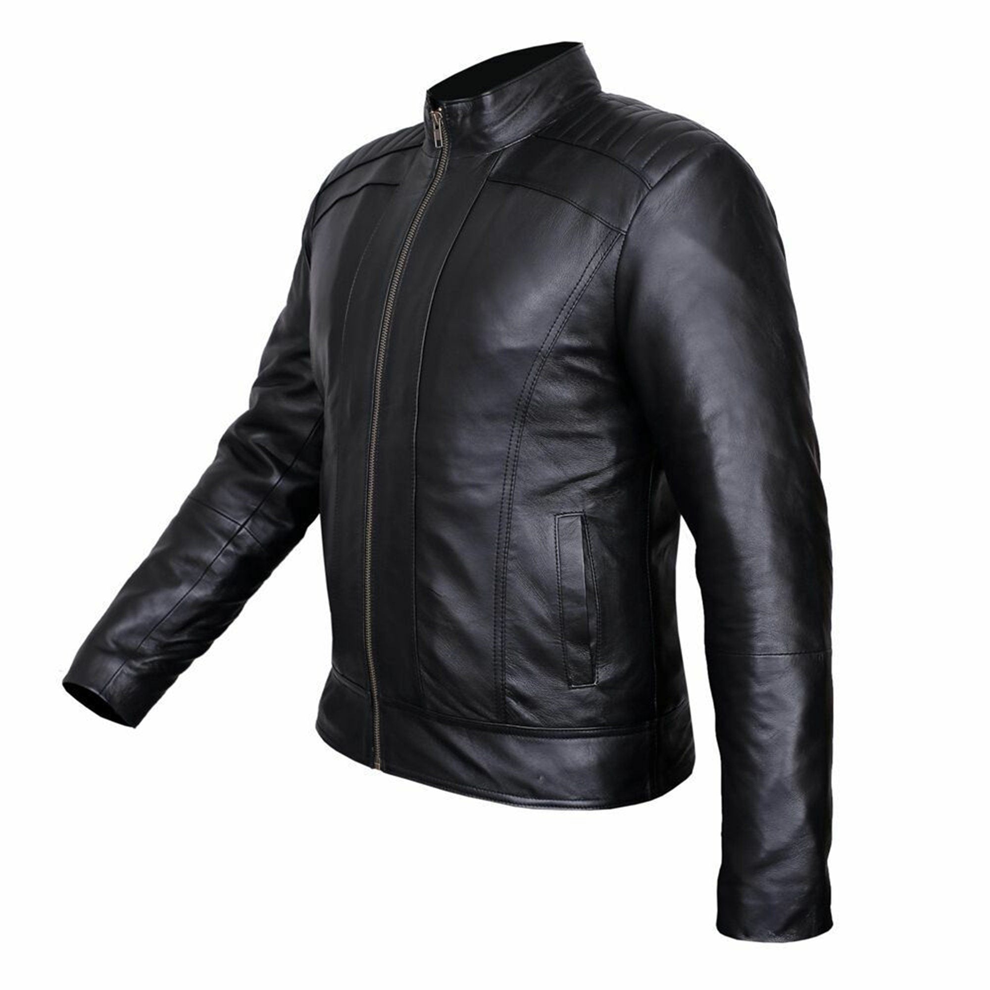 Mens Black Leather Handmade Jacket