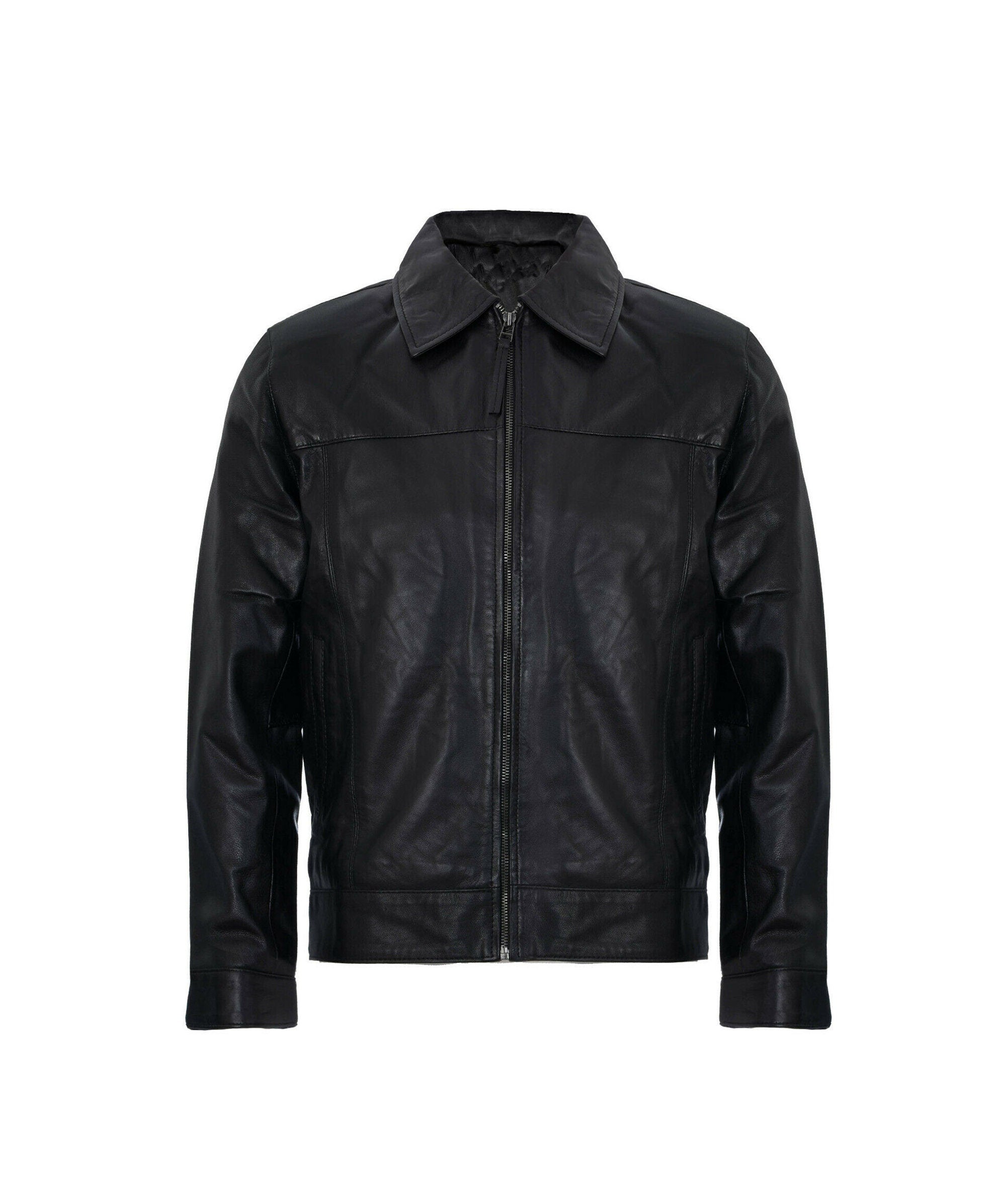 Handmade Sheepskin Leather Black Shirt