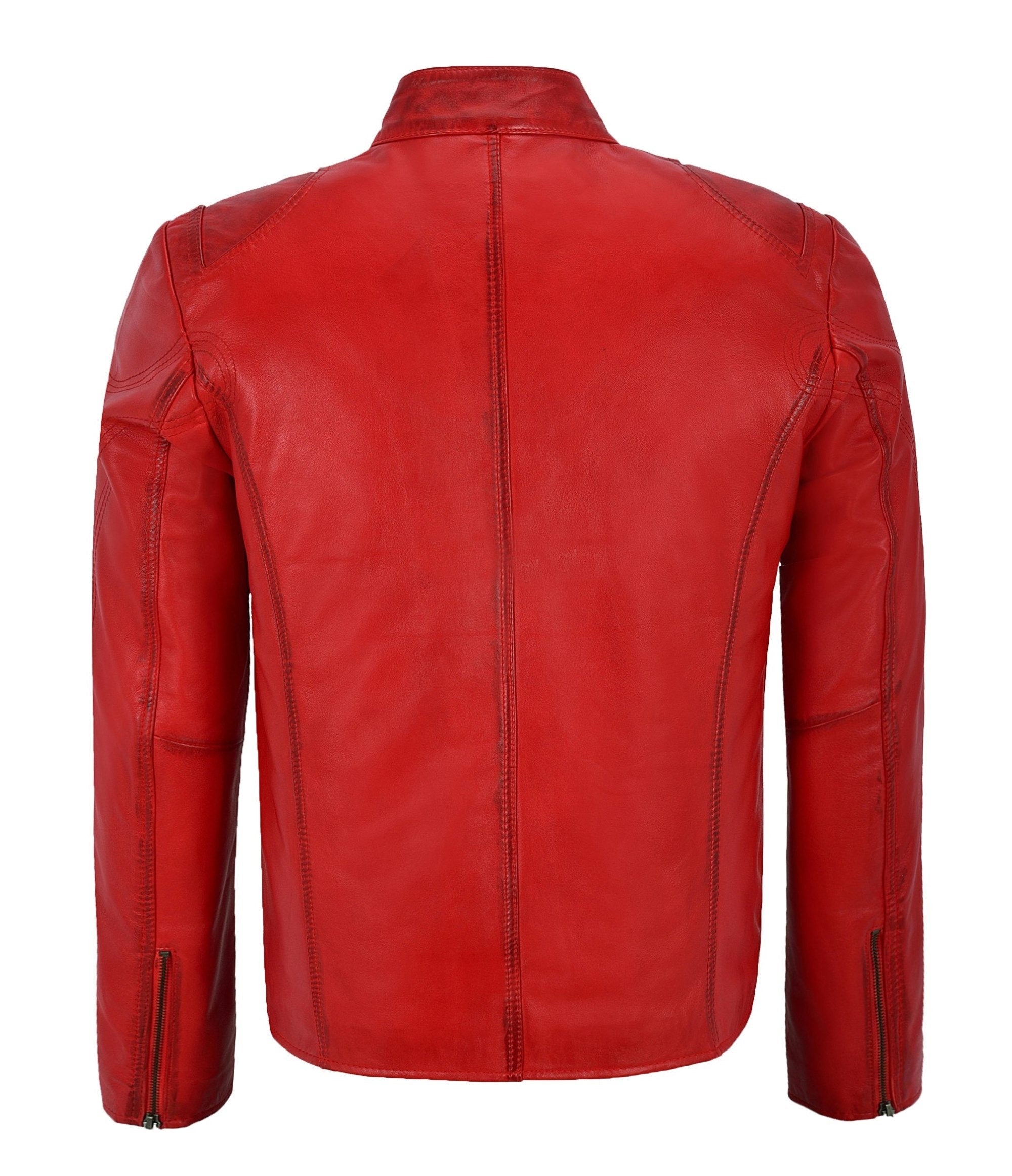Red Leather Biker Jacket Mens