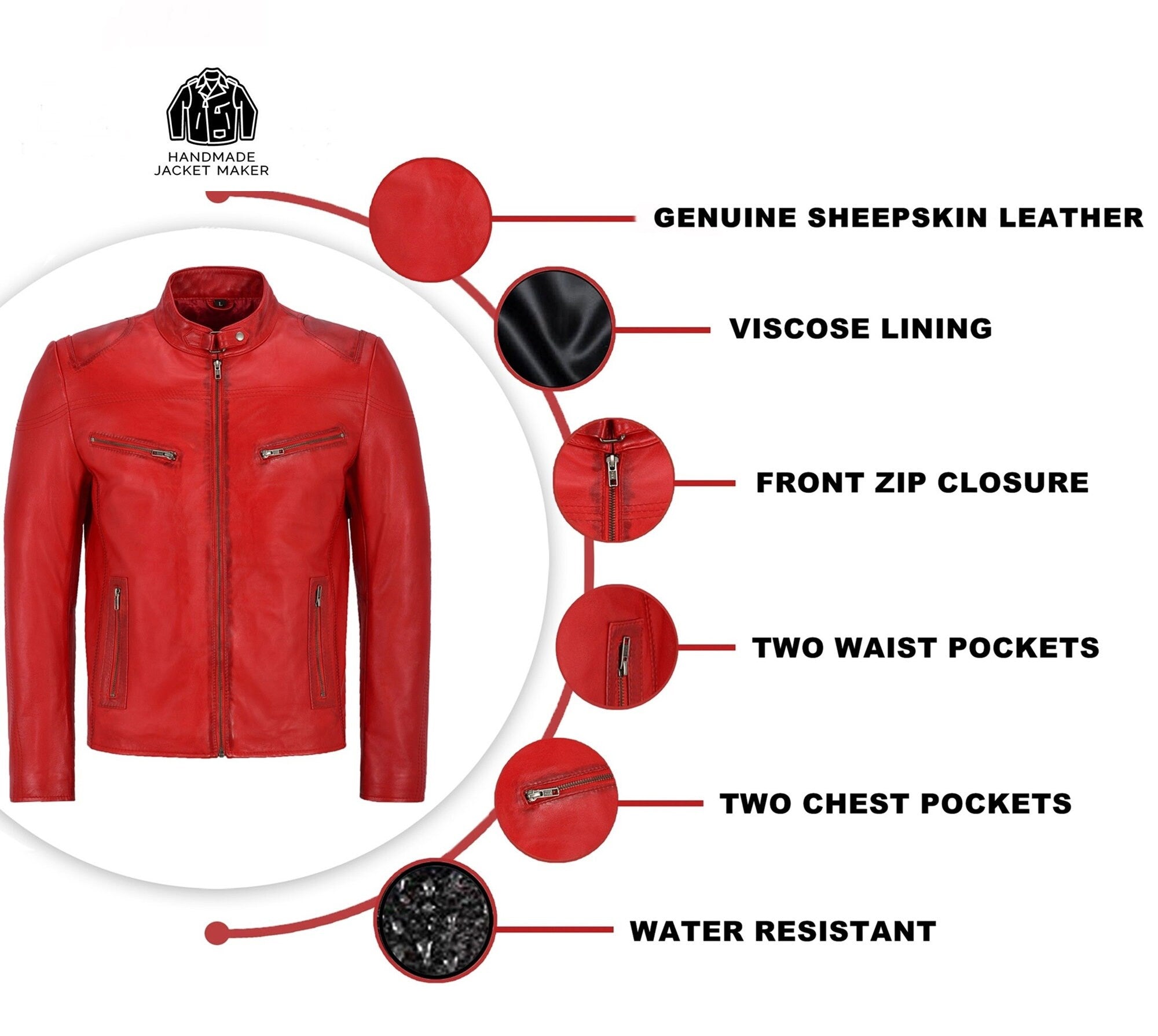Red Leather Biker Jacket Mens