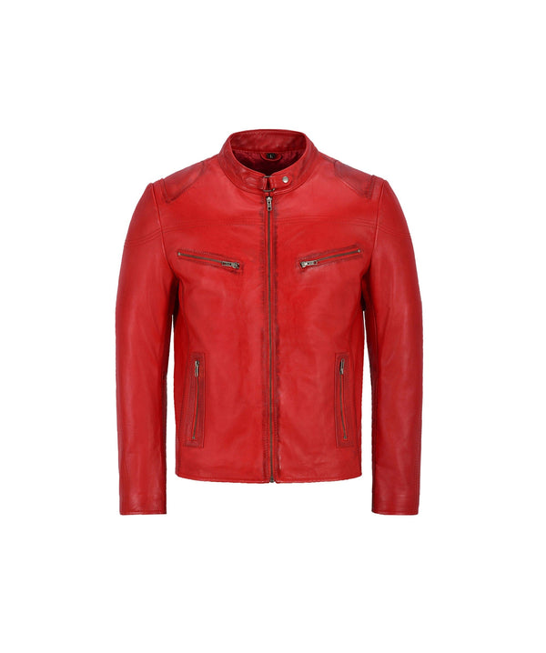 Red Leather Biker Jacket Mens