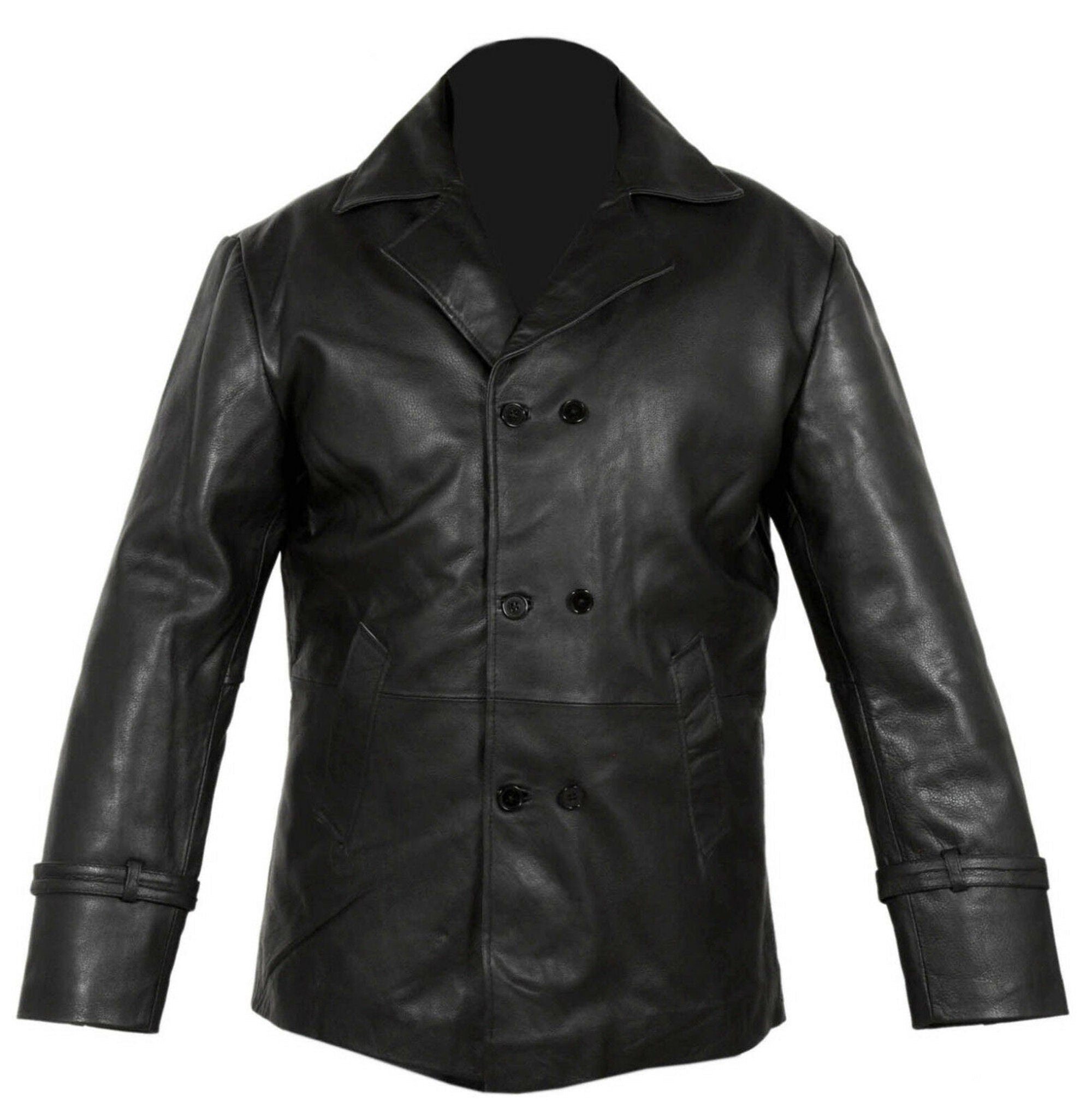 Mens Black Leather Blazer Coat For Men