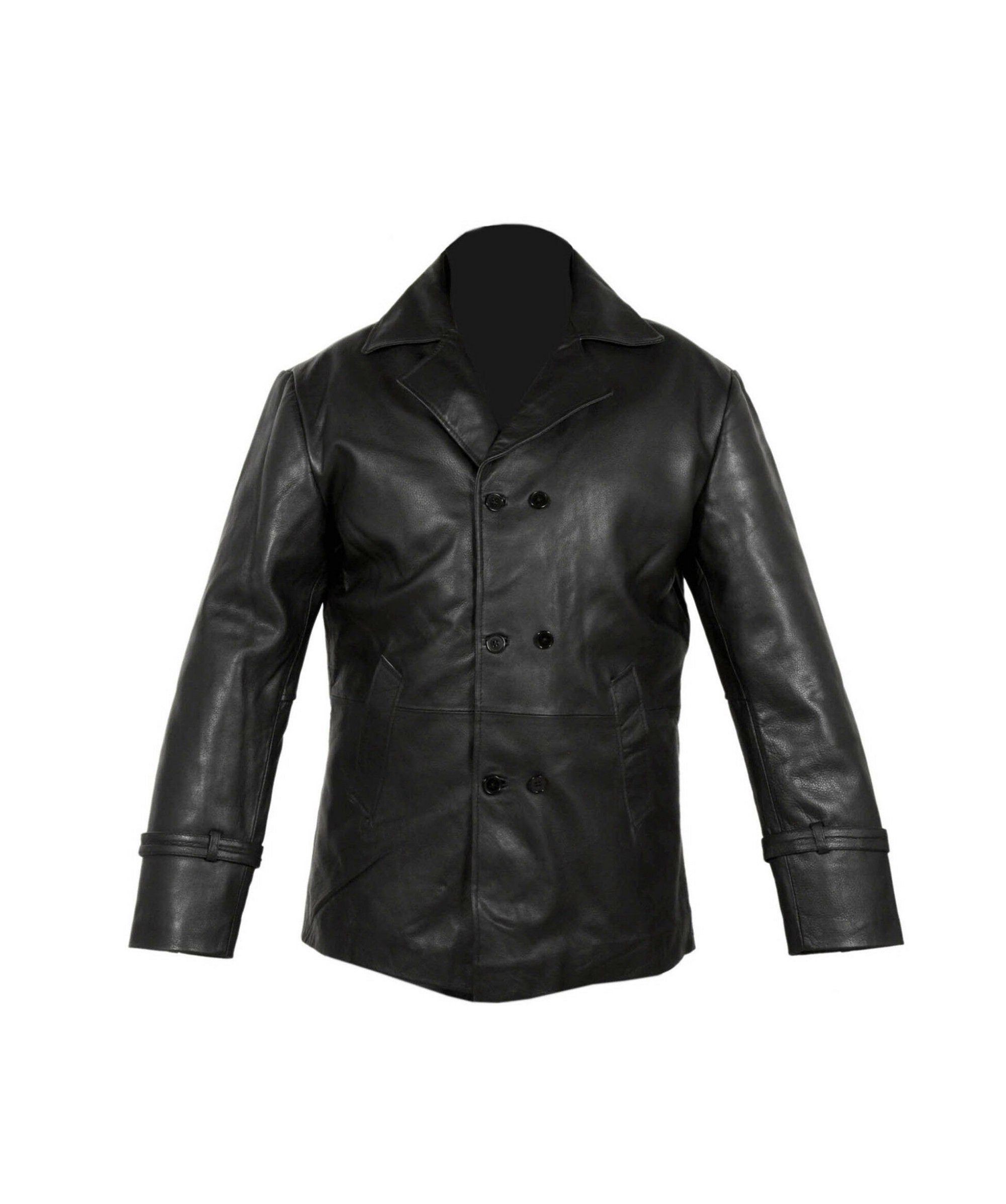Mens Black Leather Blazer Coat For Men