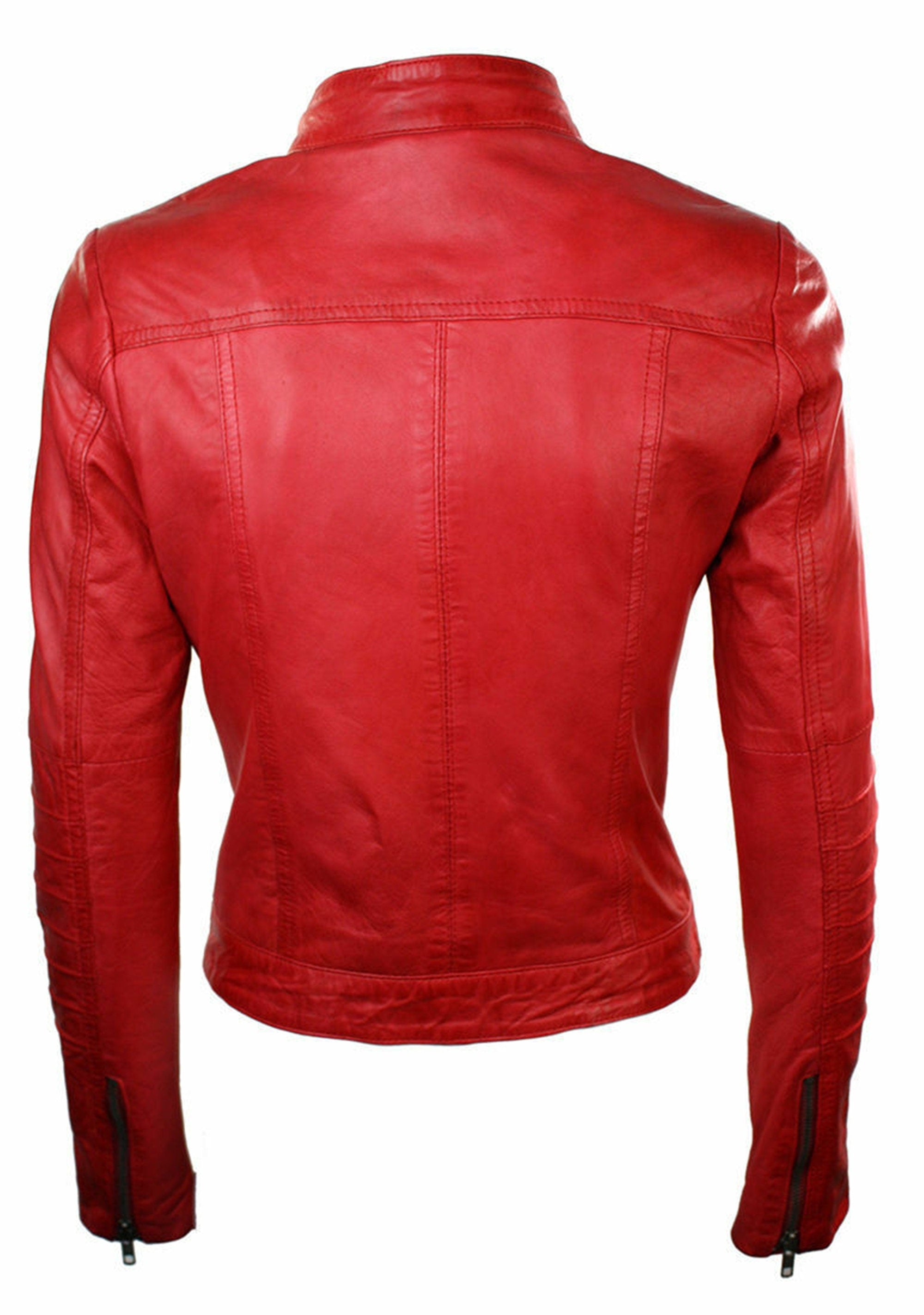 Vintage Red Leather Jacket Women