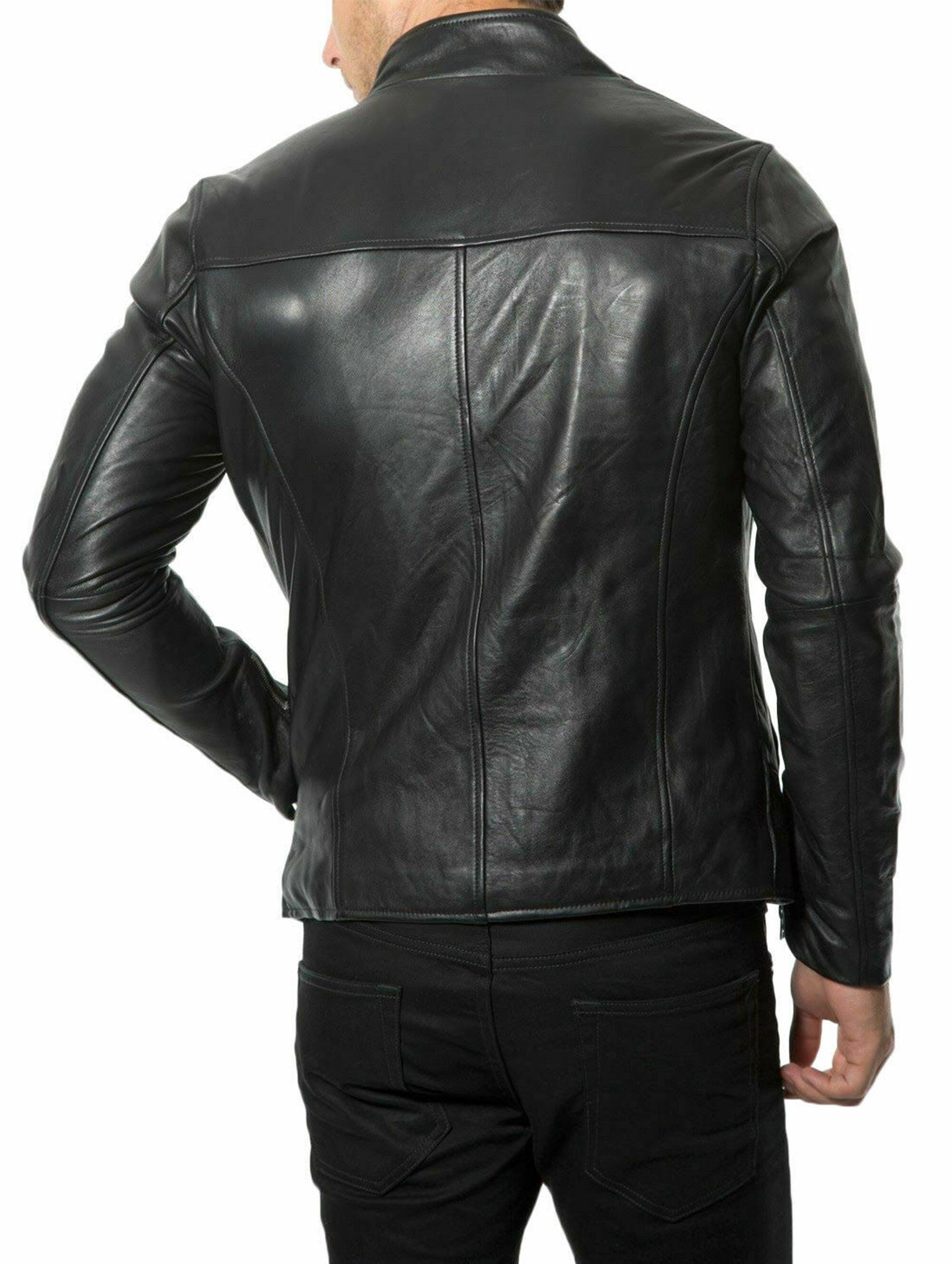 Black  Real Leather Jacket For Men