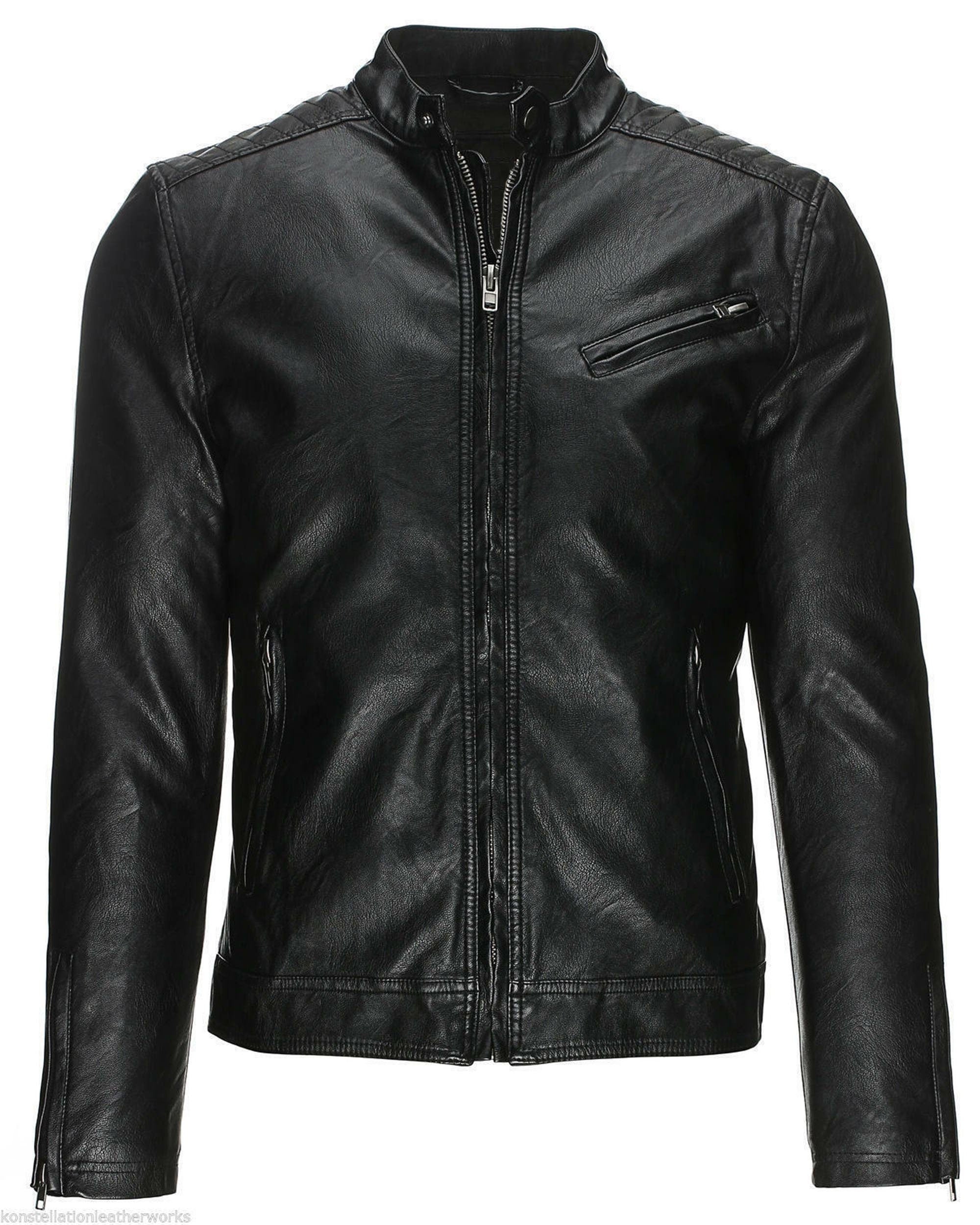 Men Black Jacket Real Leather Jacket