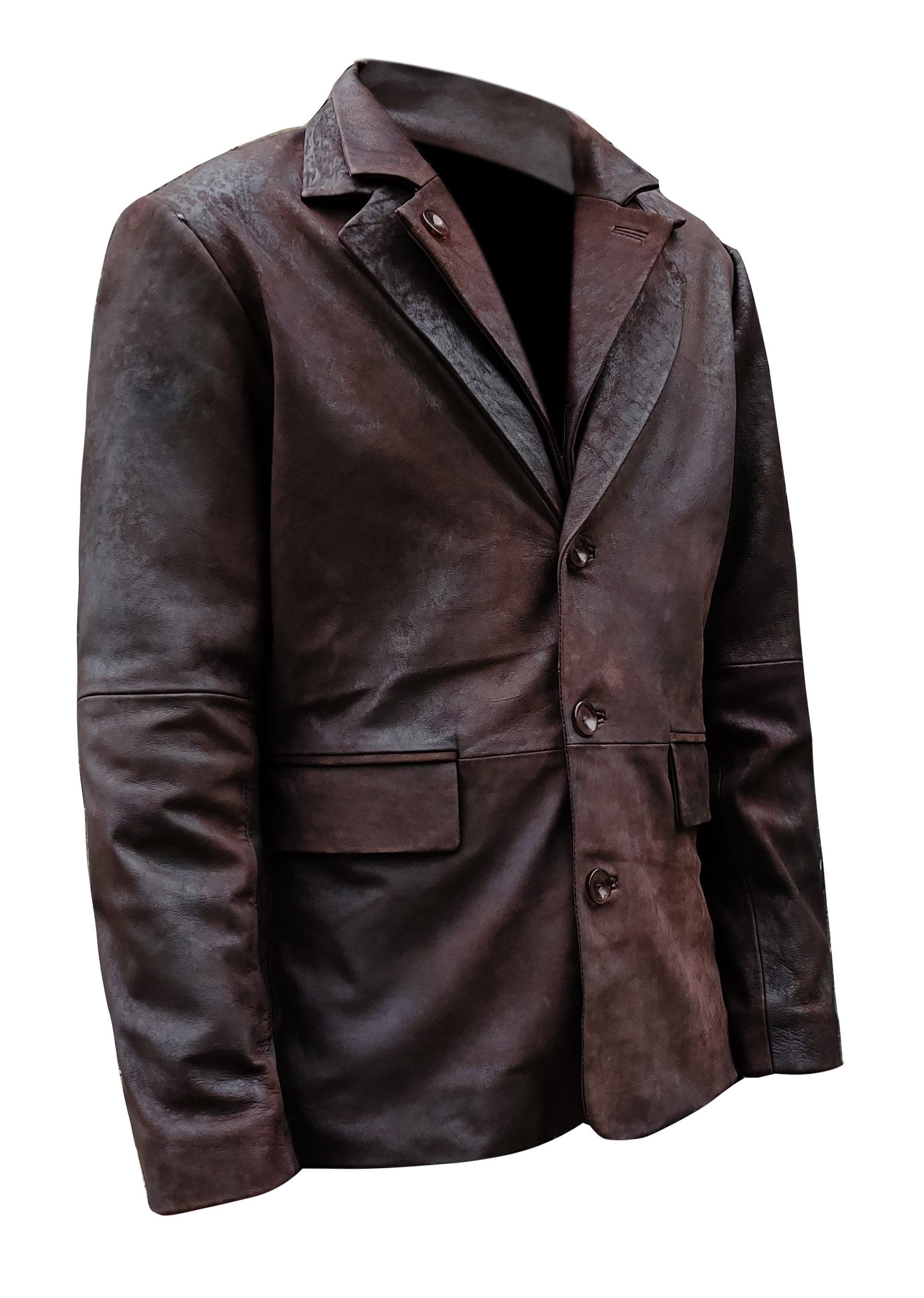 Dark Snuff Leather Blazer Coat For Men