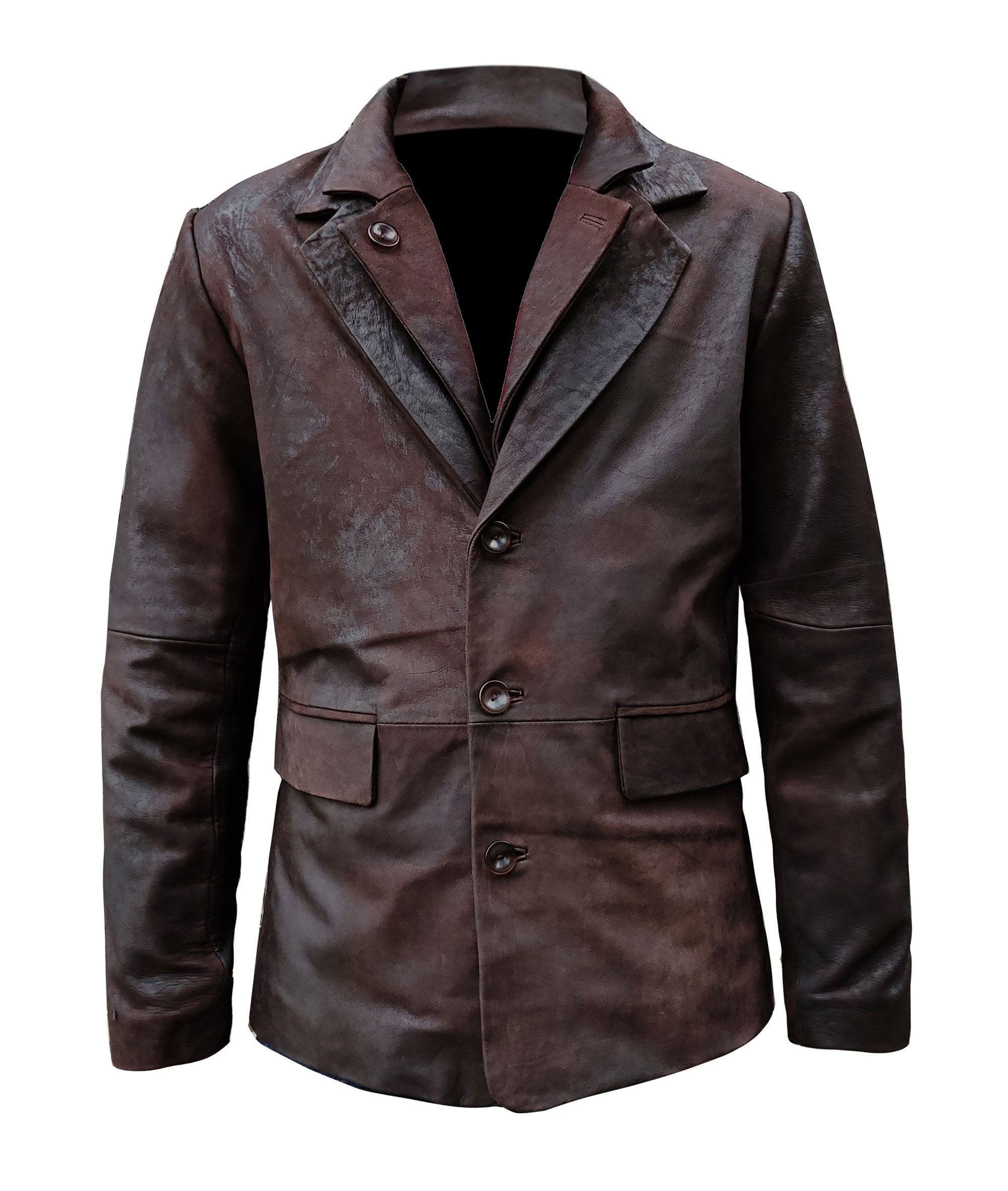 Dark Snuff Leather Blazer Coat For Men