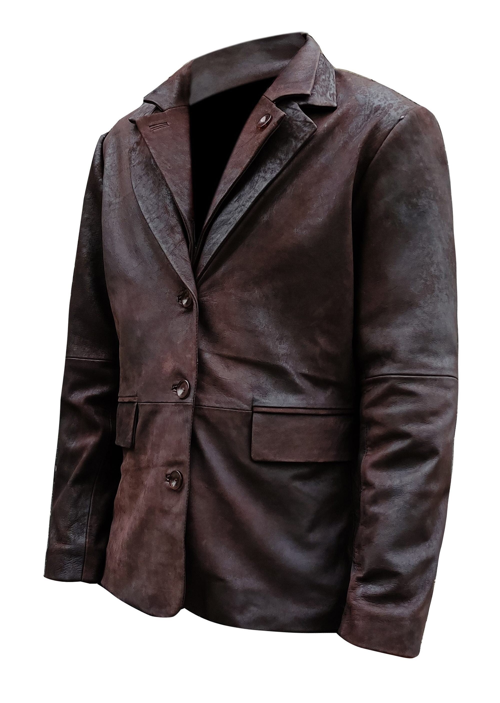 Dark Snuff Leather Blazer Coat For Men