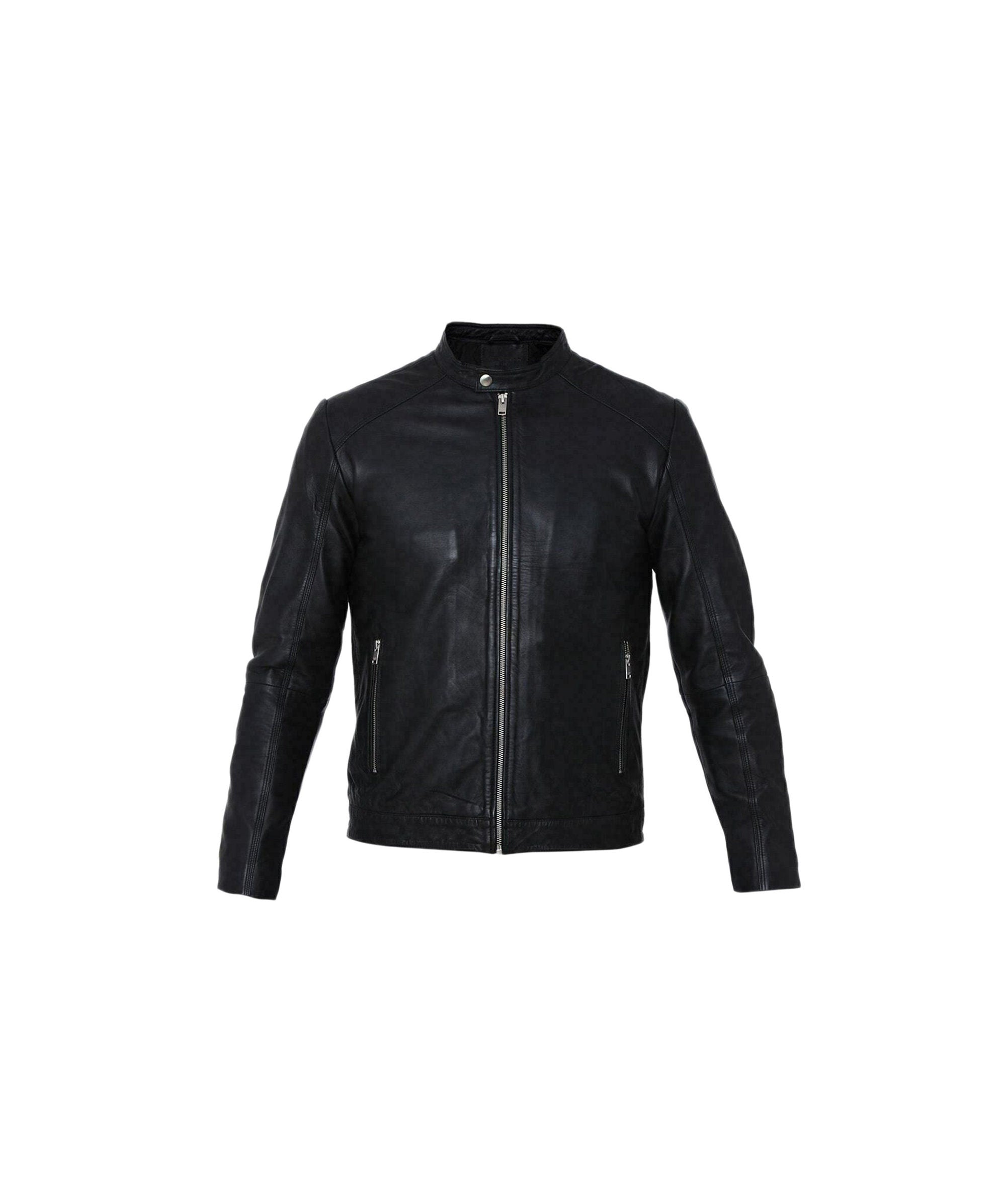 Men Black Sheepskin Leather Jacket For Mens