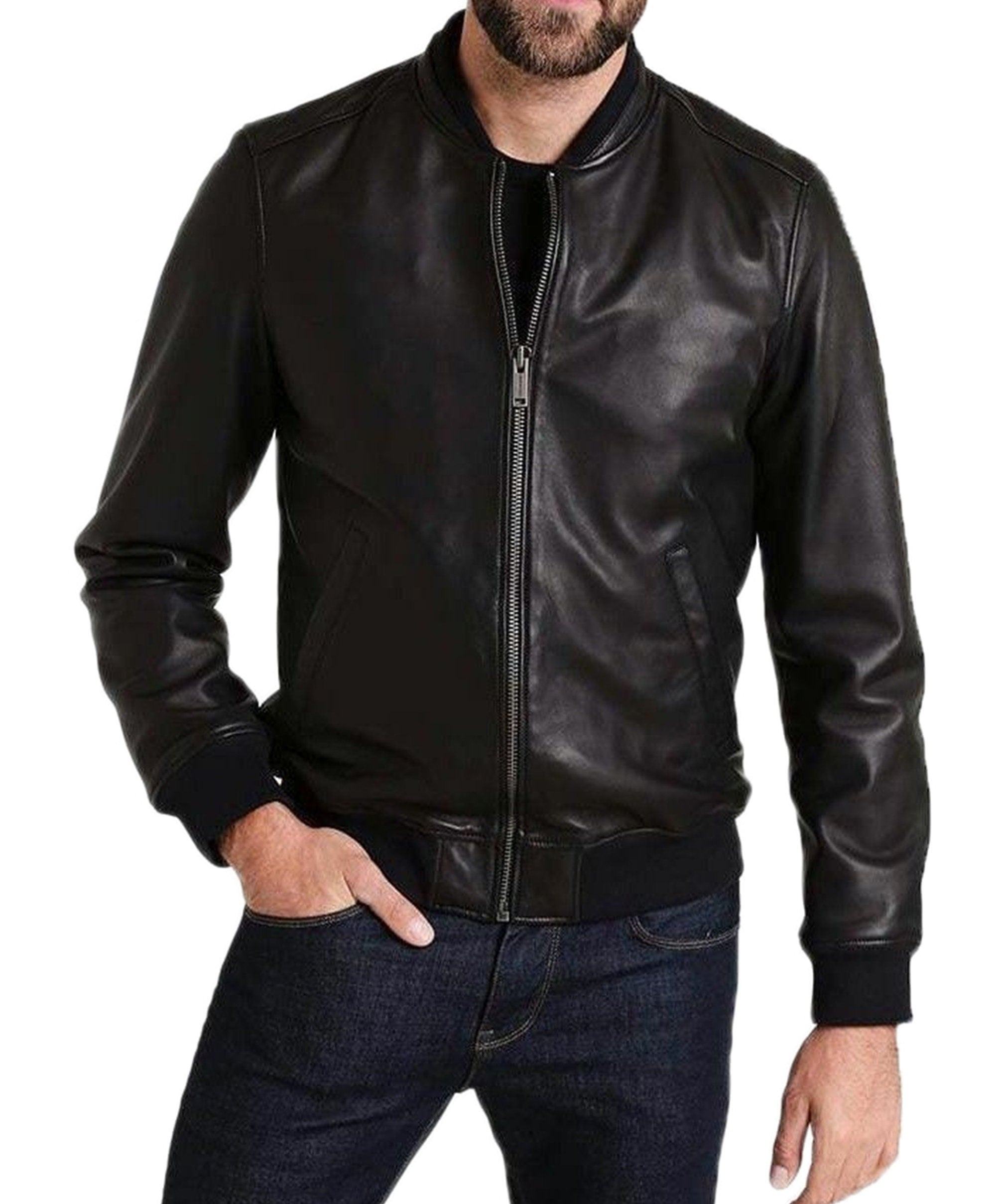 Men Leather Jacket Black Slim fit Bikers Jacket