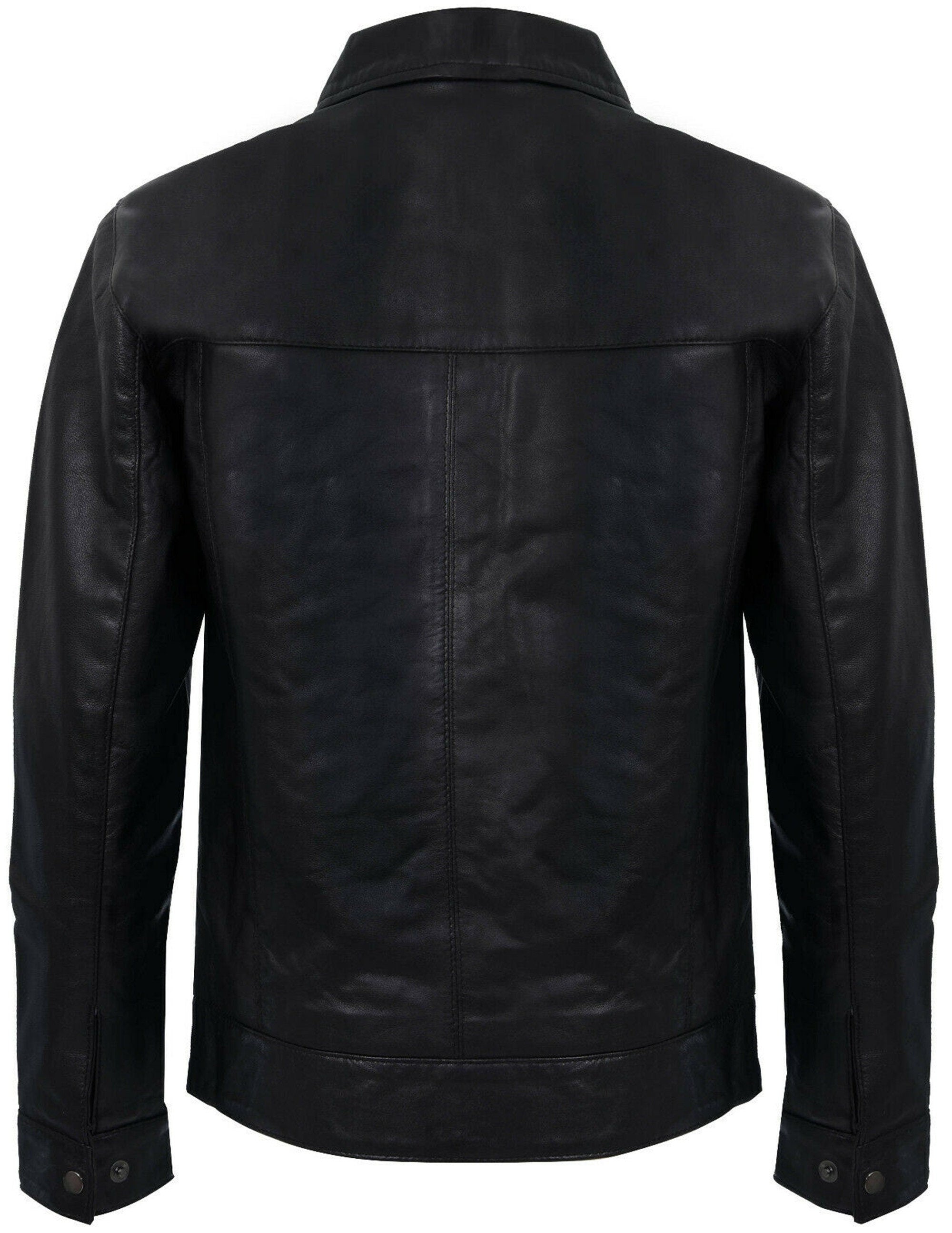 Handmade Sheepskin Leather Black Shirt