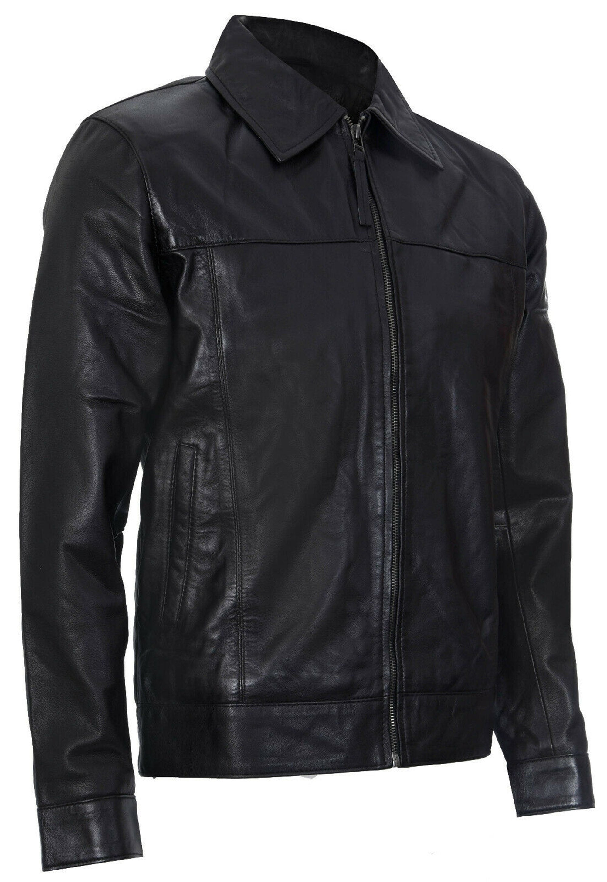 Handmade Sheepskin Leather Black Shirt