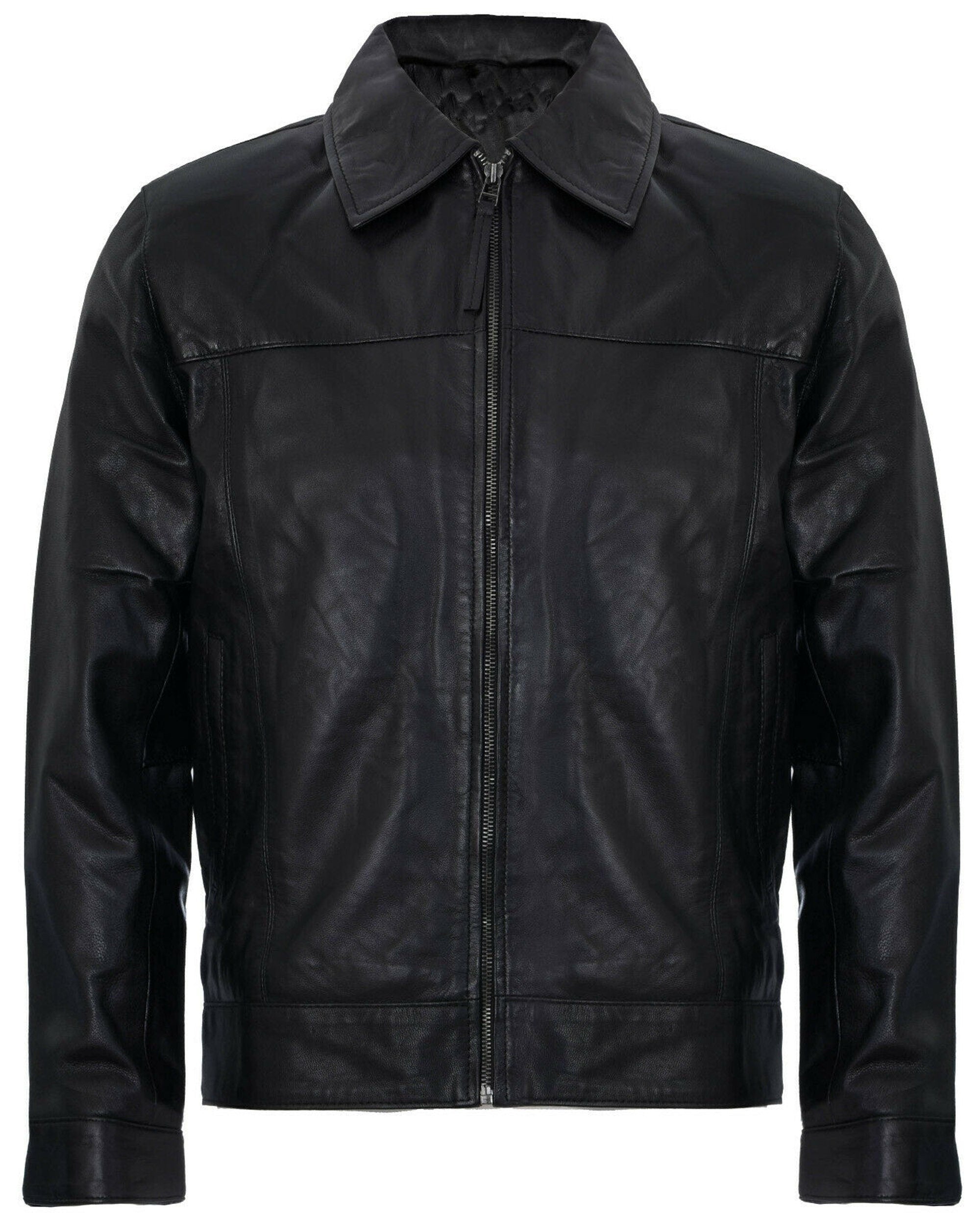Handmade Sheepskin Leather Black Shirt