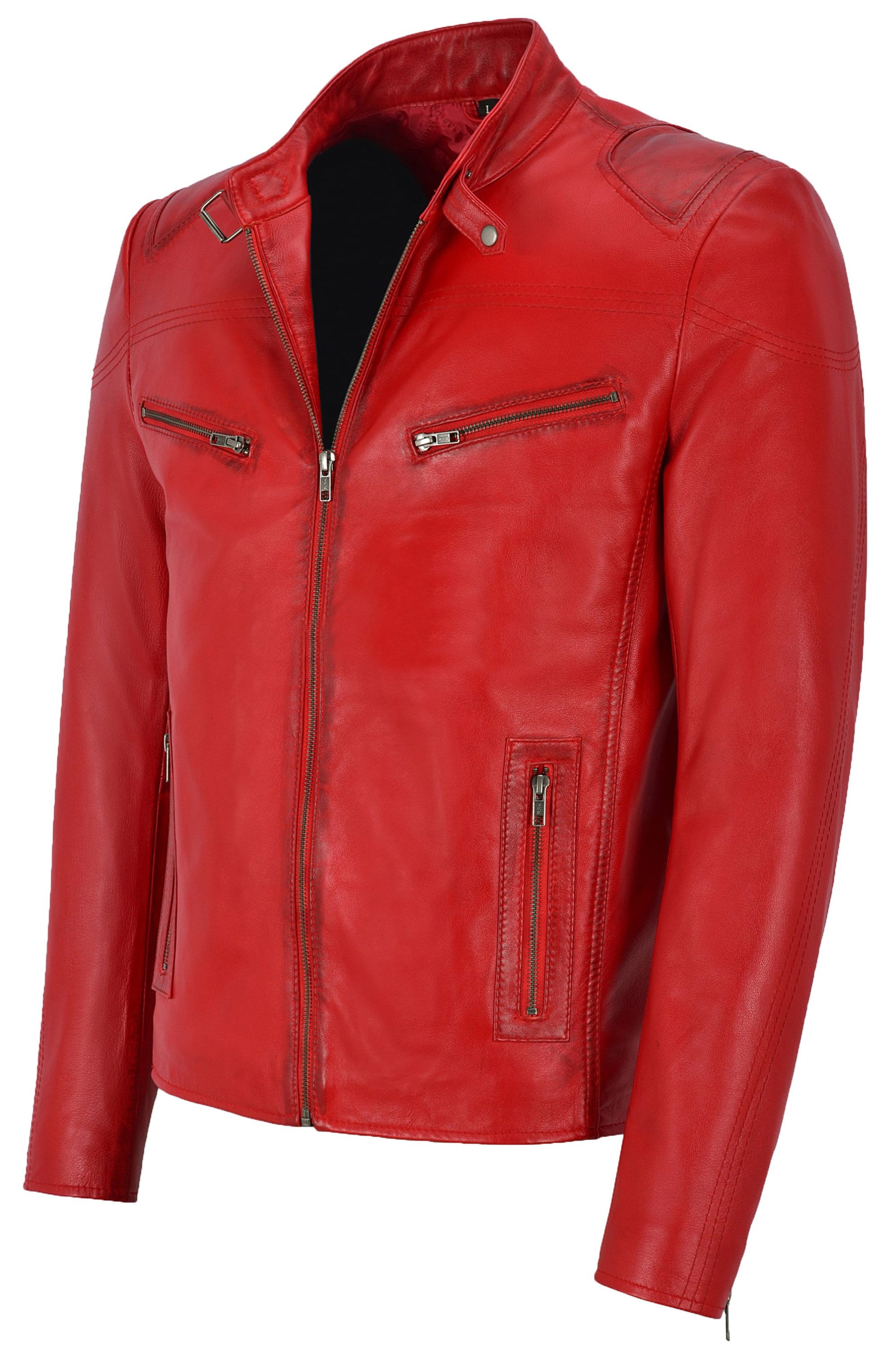 Red Leather Biker Jacket Mens