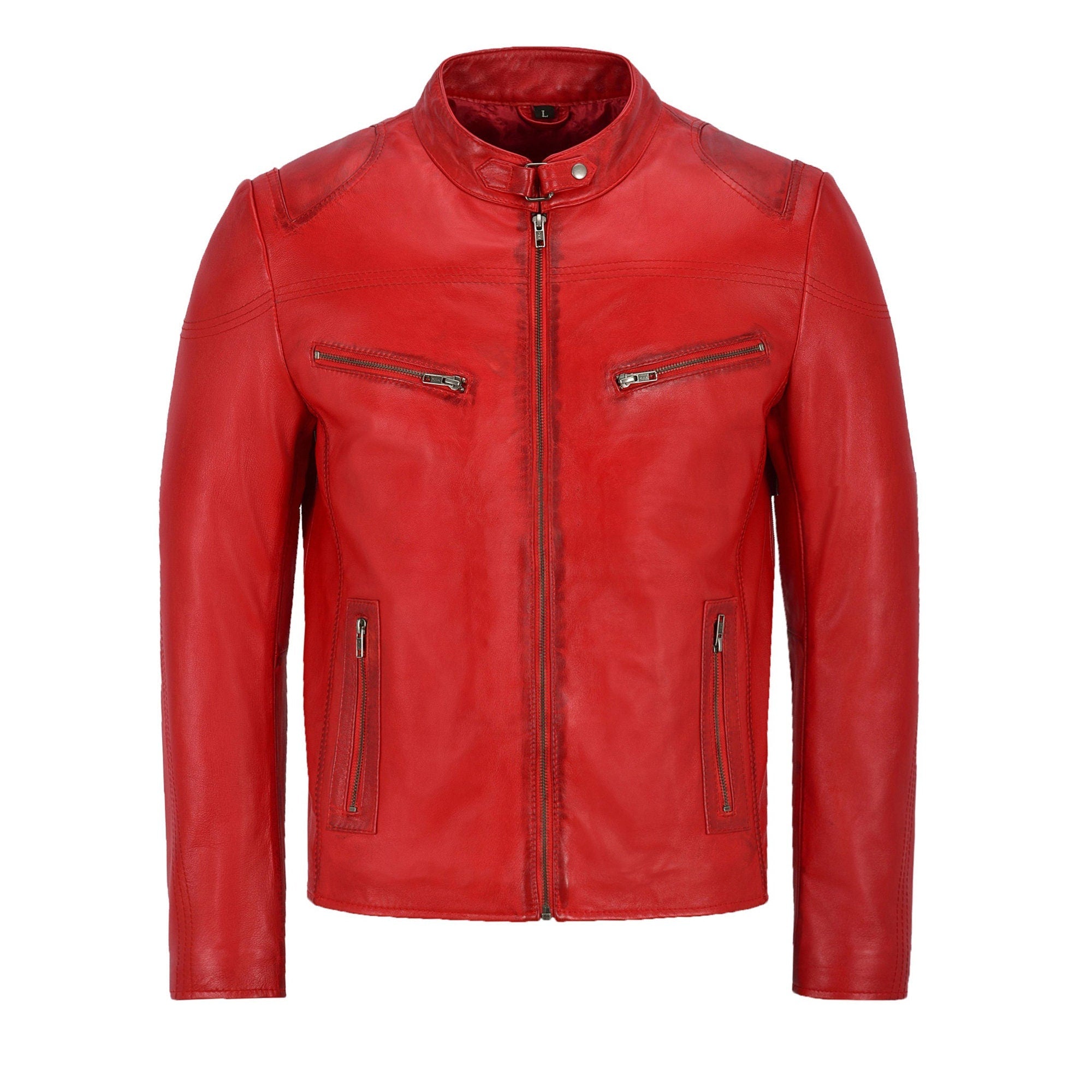 Red Leather Biker Jacket Mens
