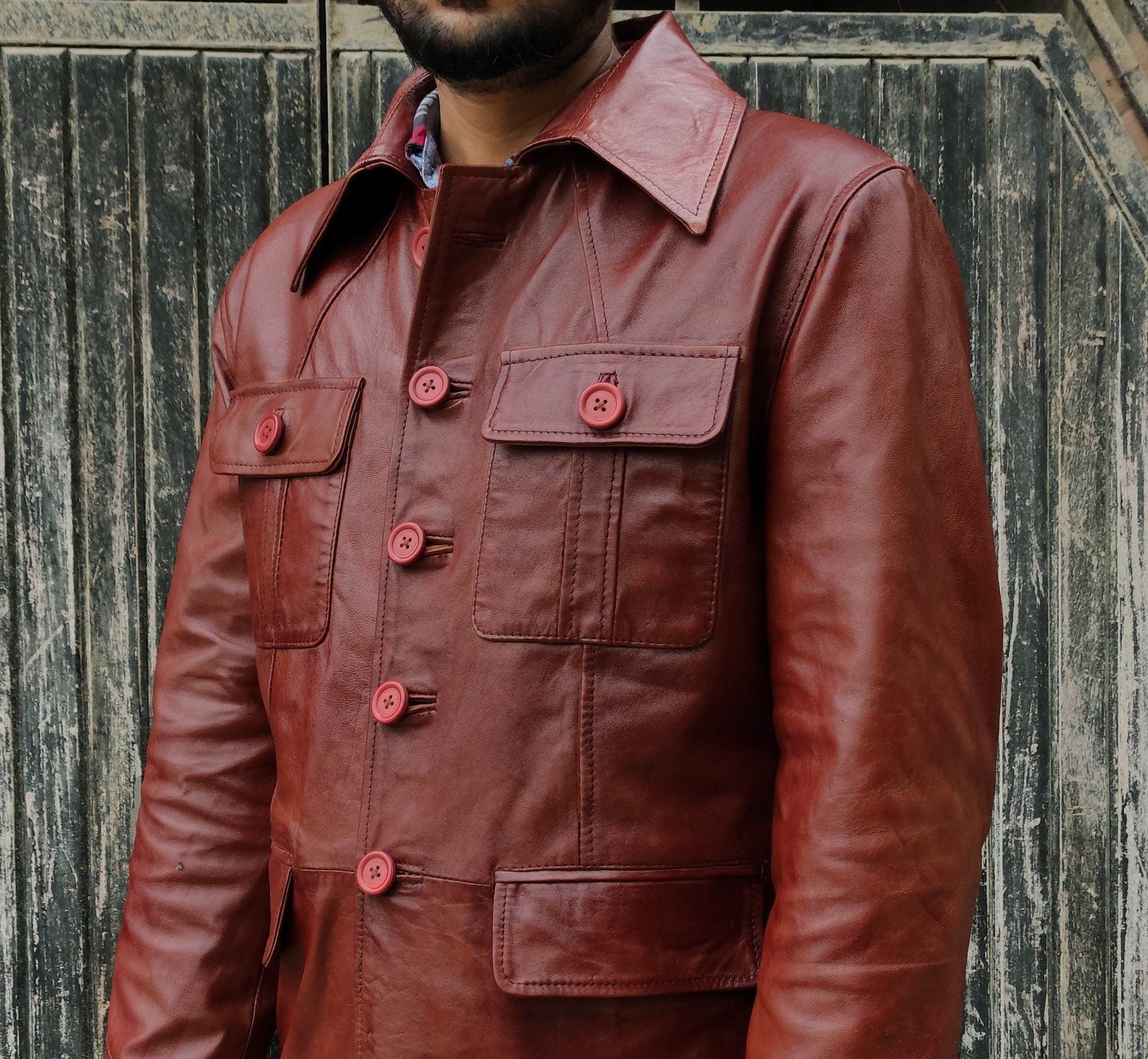 Mens Blazer Coat Dark Tan Wax Blazer Coat