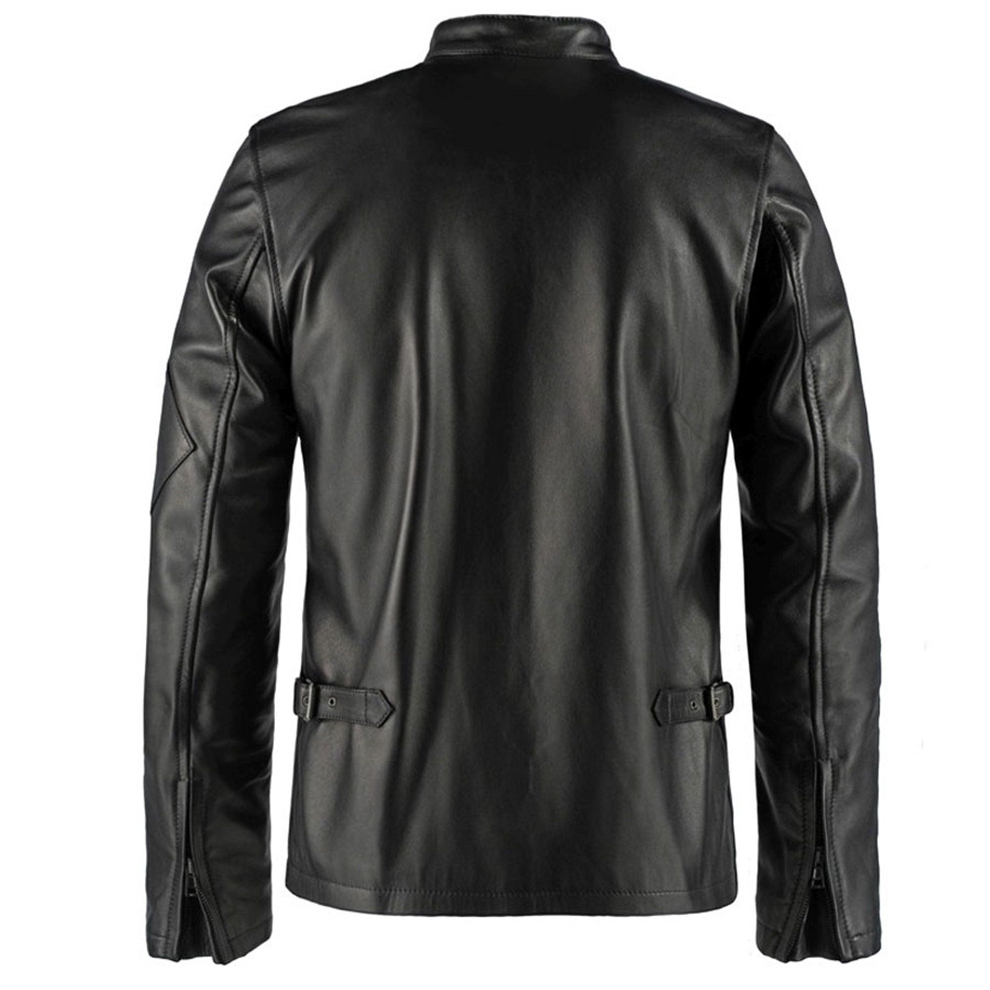 Red & White Wax Leather Stripes Jacket