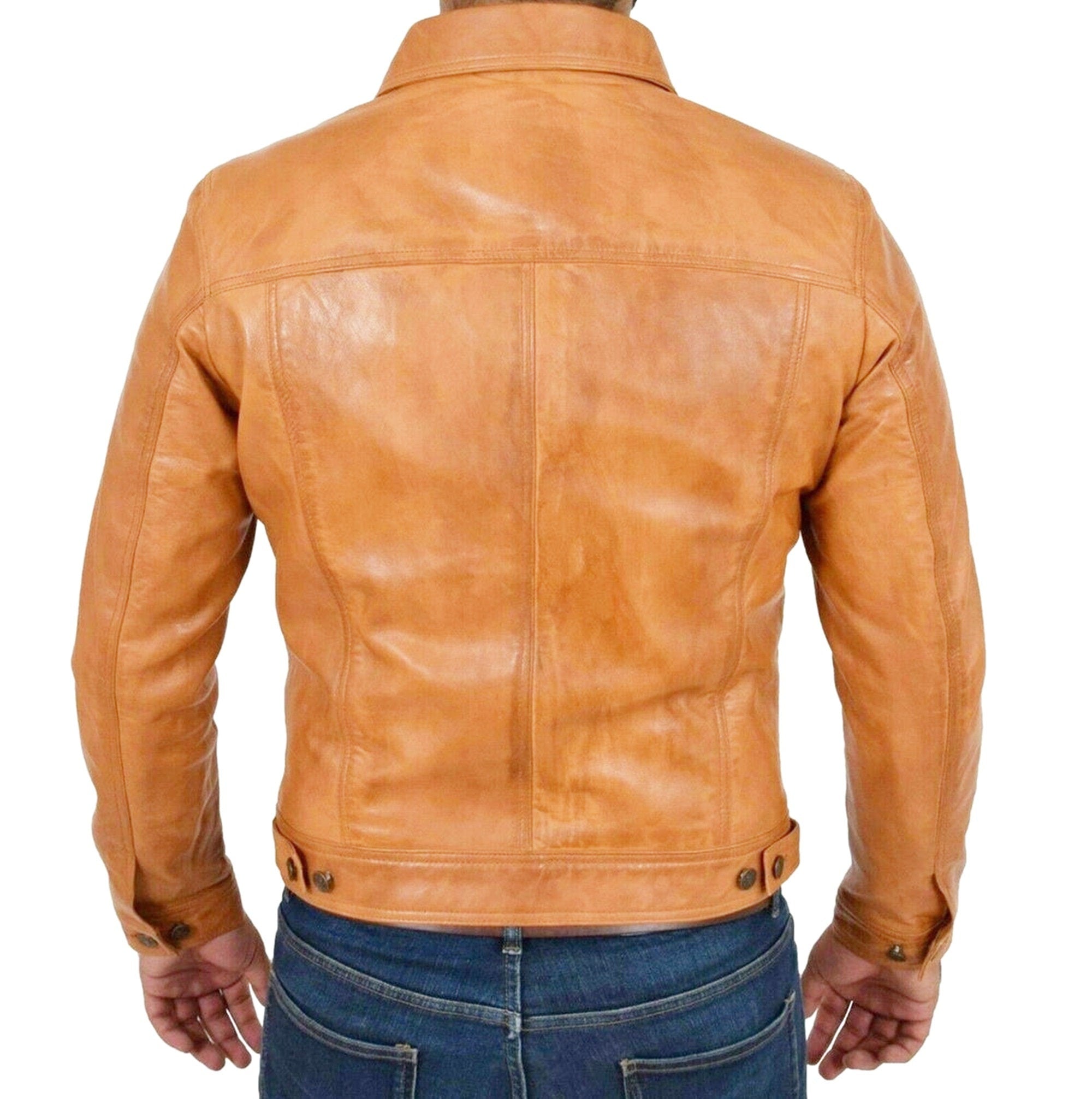 Mens Real Wax Tan Leather Shirt