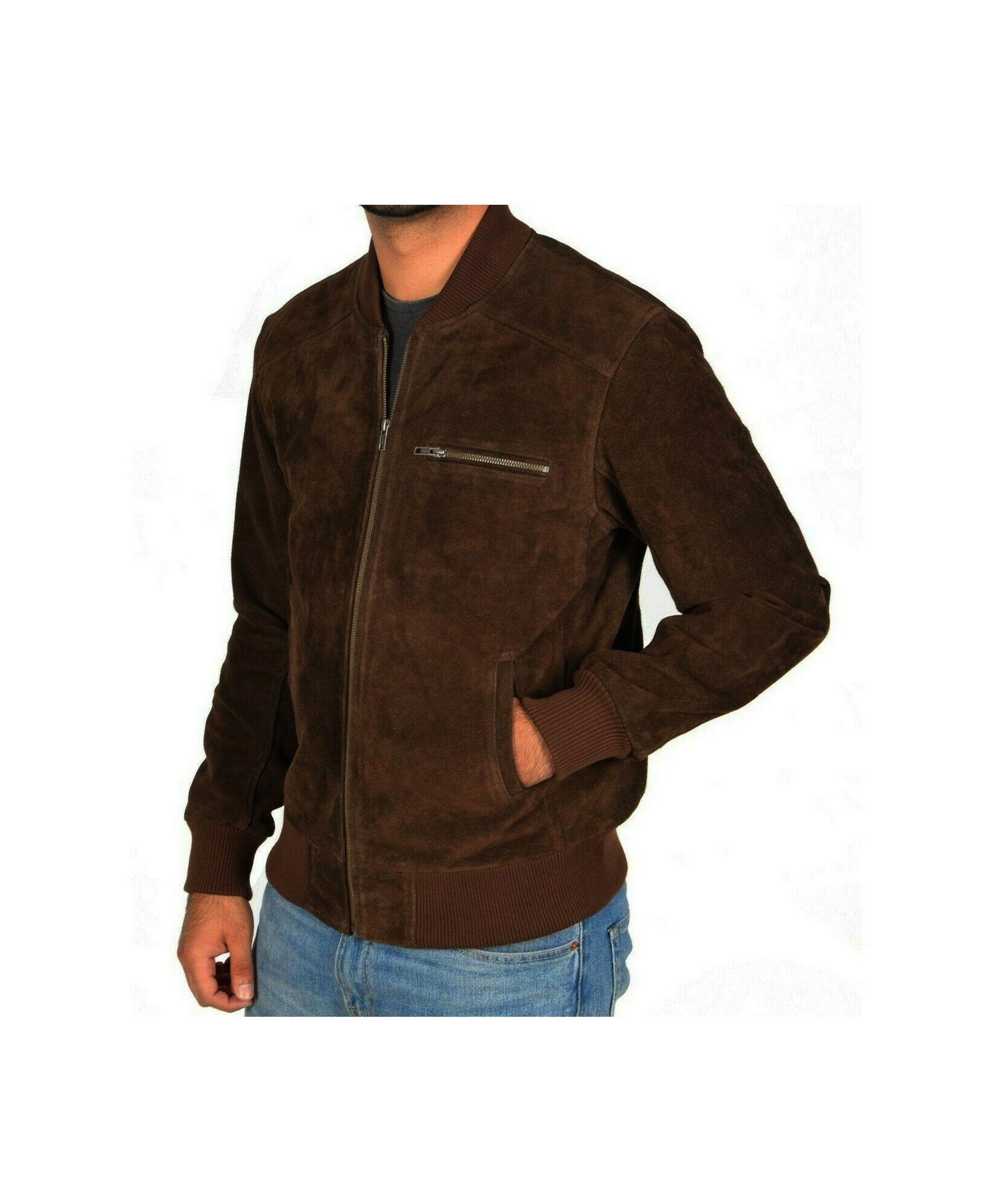 Men Suede Leather Handmade Casual Jacket