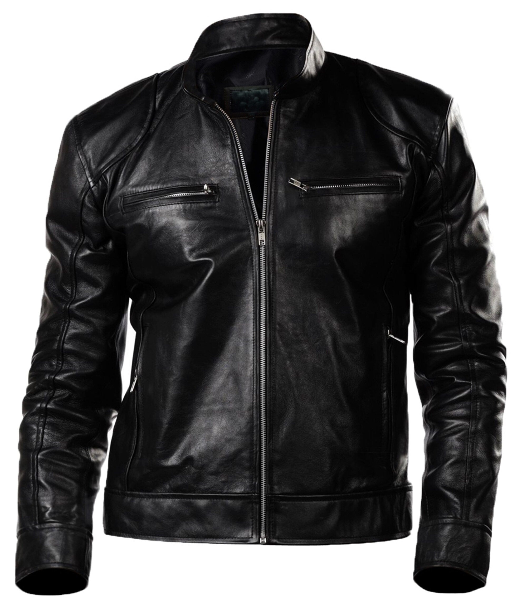 Mens Vintage Black Leather Jacket for Men