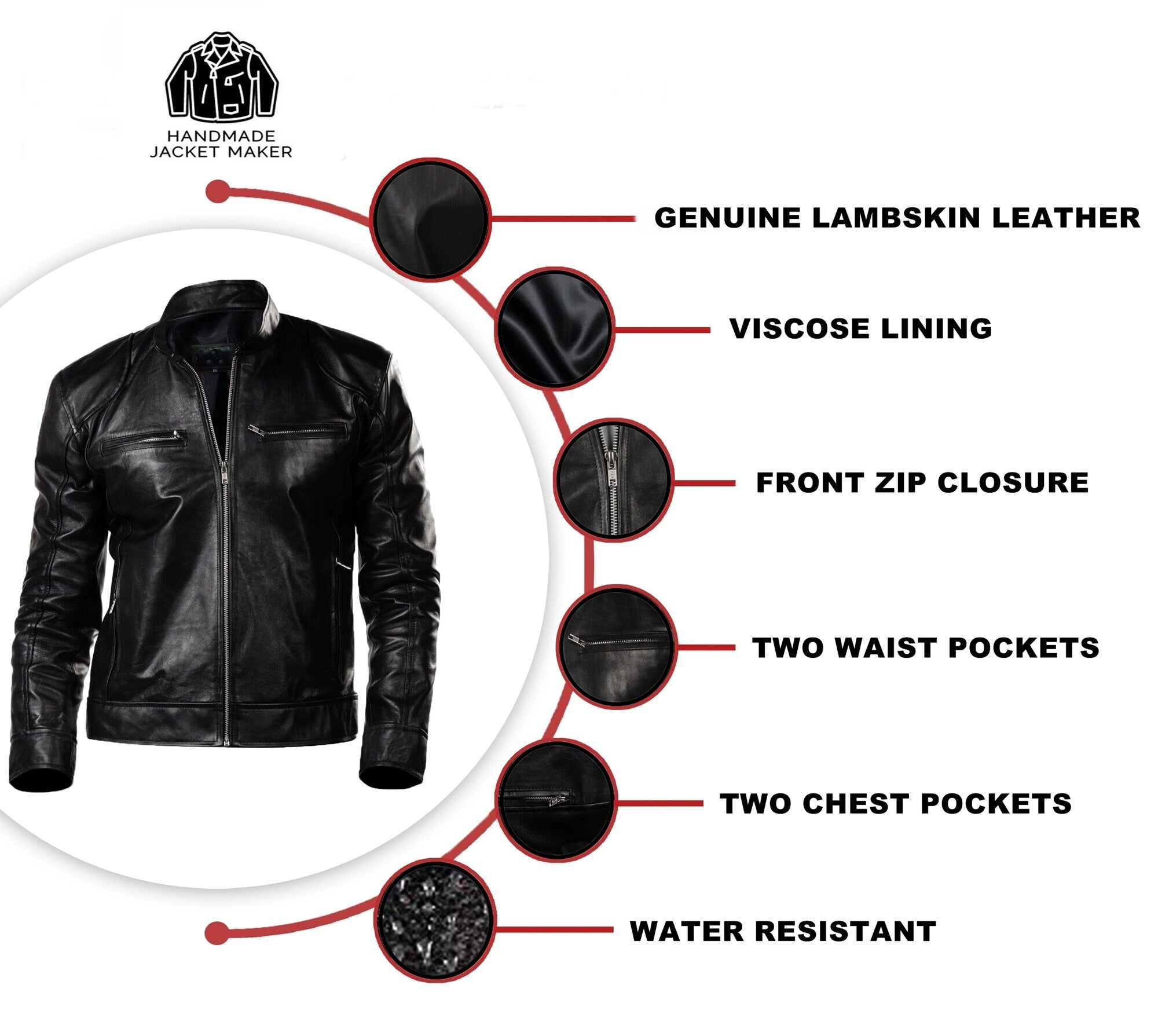 Mens Vintage Black Leather Jacket for Men