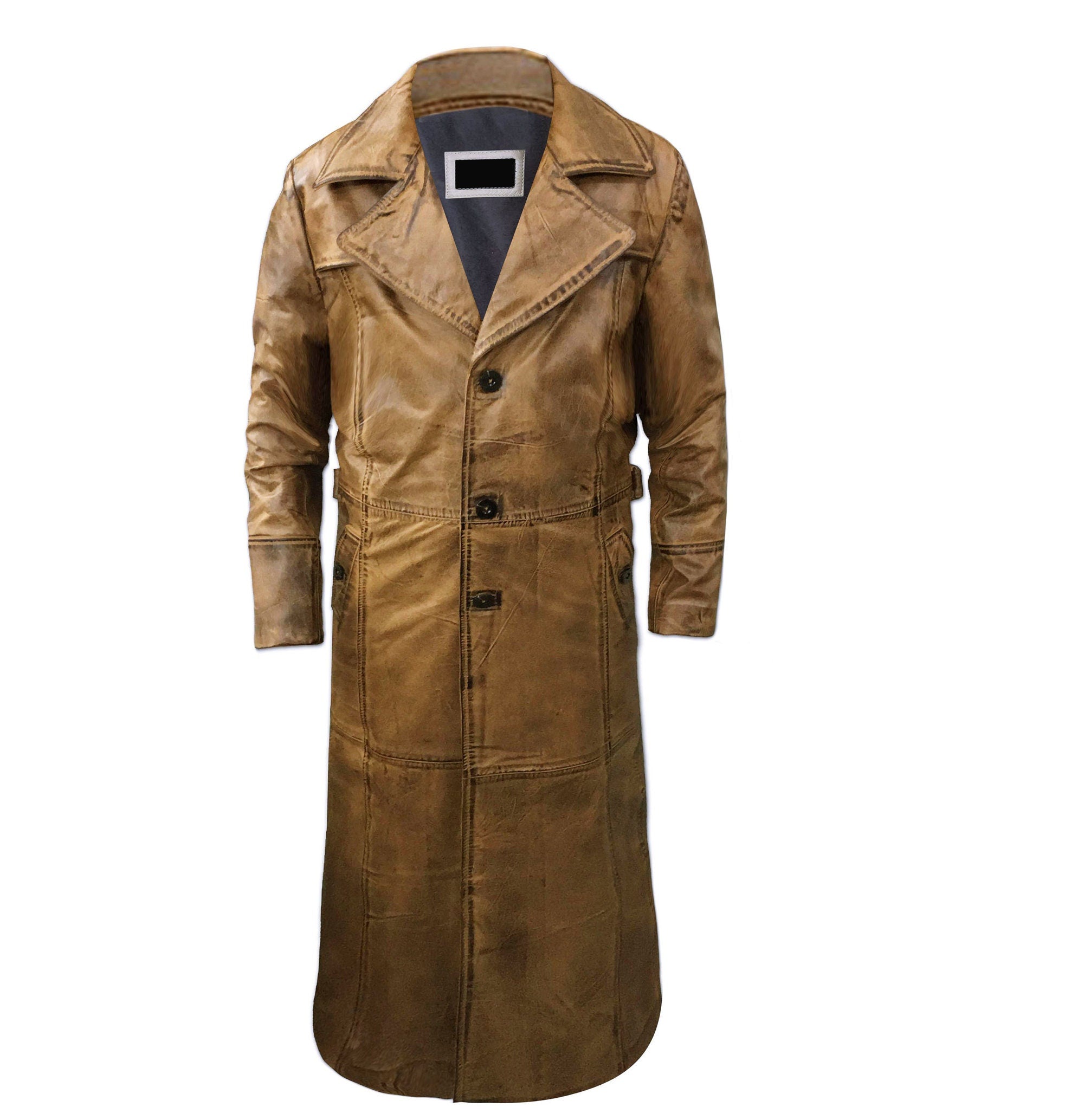 Leather Customize Trench Vintage Coat For Men